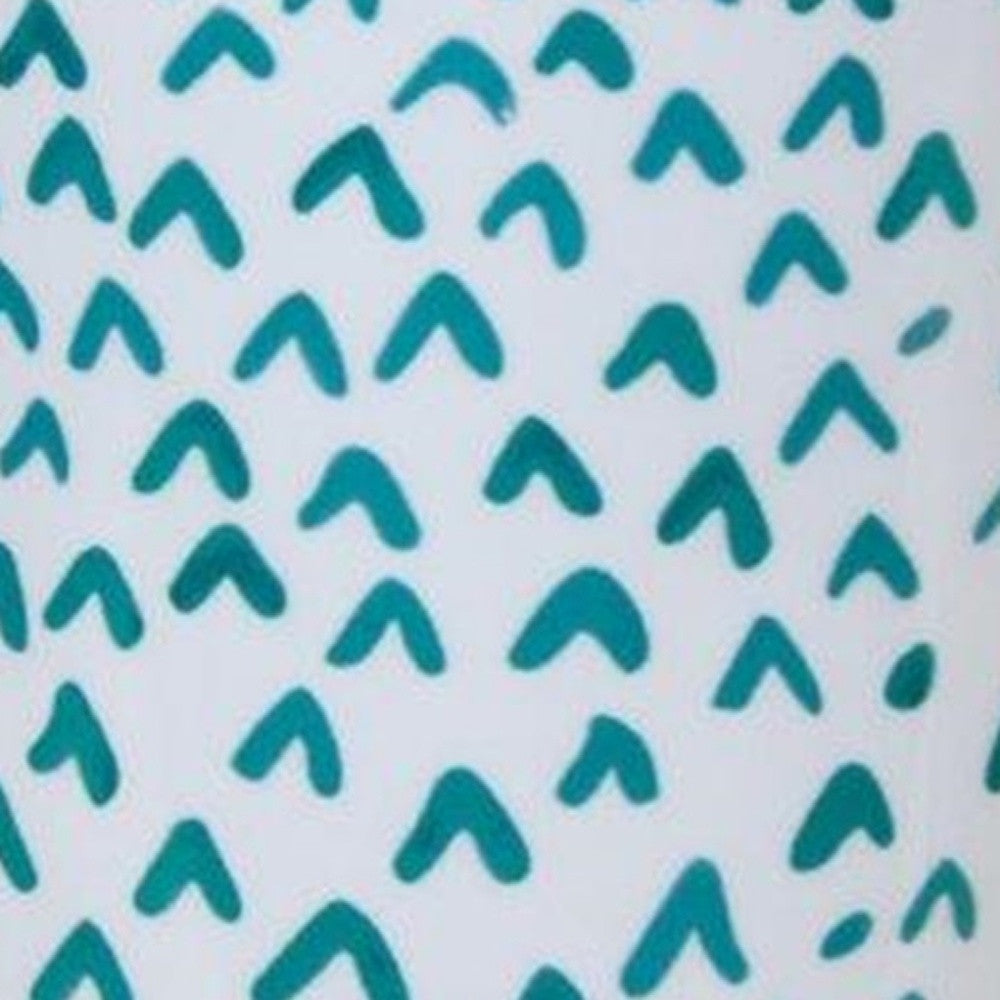 Set of Two Aqua Teal And White Ceramic 2 Ounce Chevron Round Distressed Pot Planters-7