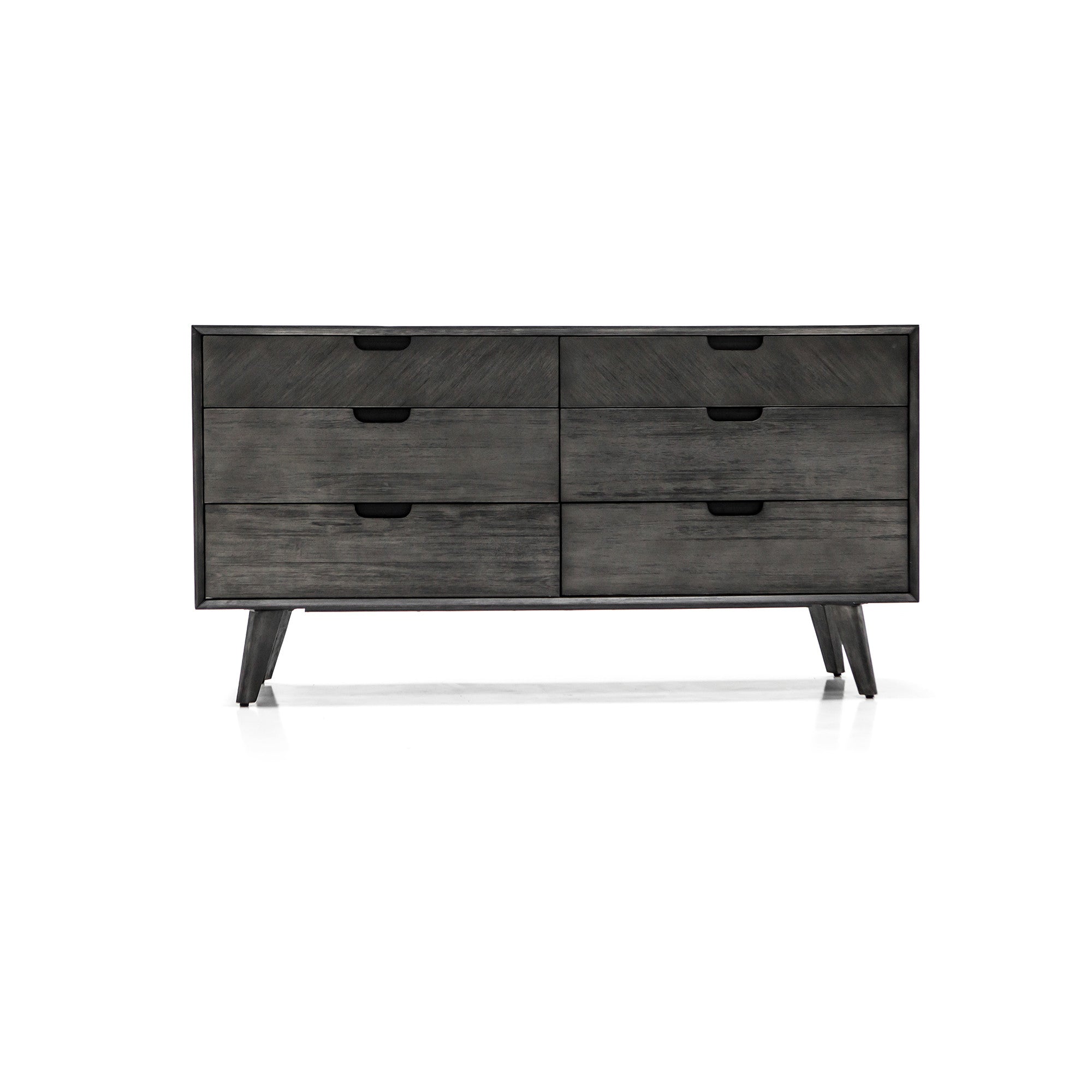 61" Gray Solid Wood Six Drawer Double Dresser-1