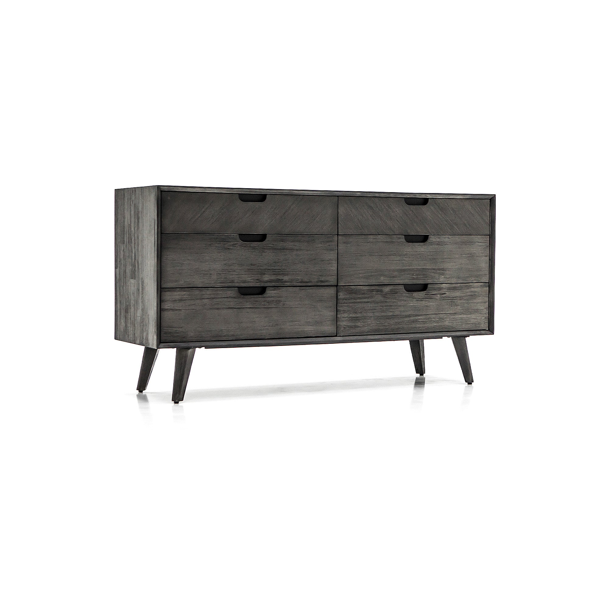 61" Gray Solid Wood Six Drawer Double Dresser-2