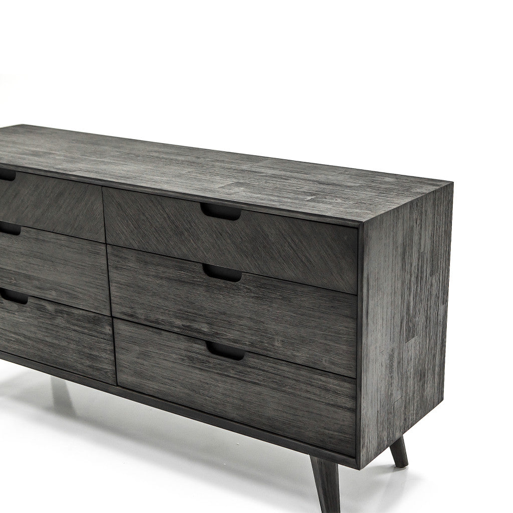 61" Gray Solid Wood Six Drawer Double Dresser-5
