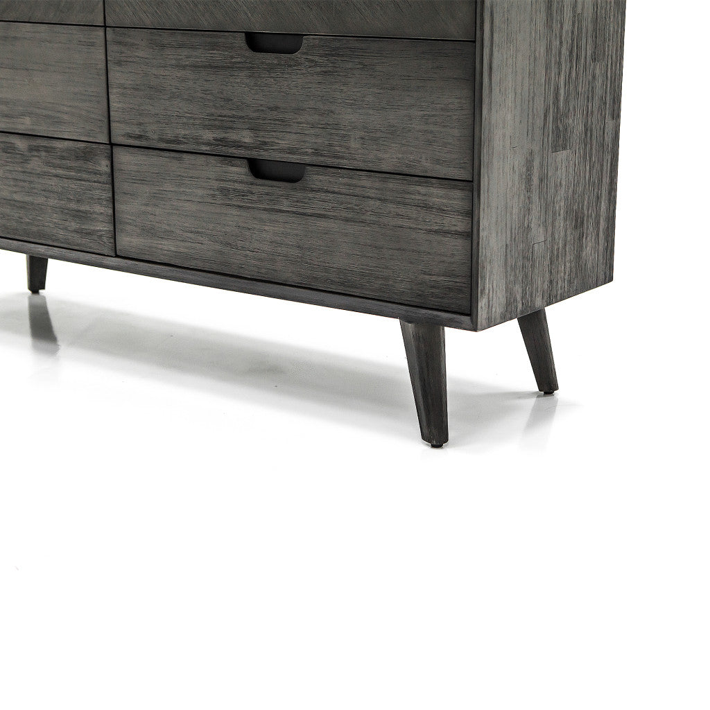 61" Gray Solid Wood Six Drawer Double Dresser-6