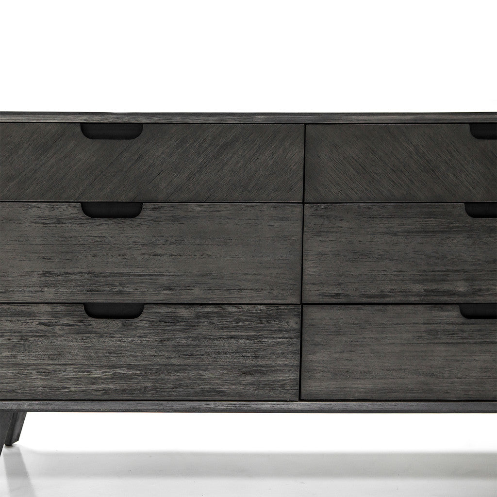61" Gray Solid Wood Six Drawer Double Dresser-7