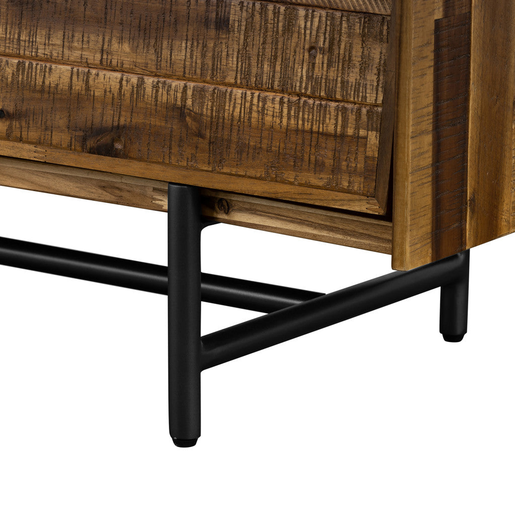 57" Brown and Black Solid Wood Six Drawer Double Dresser-6