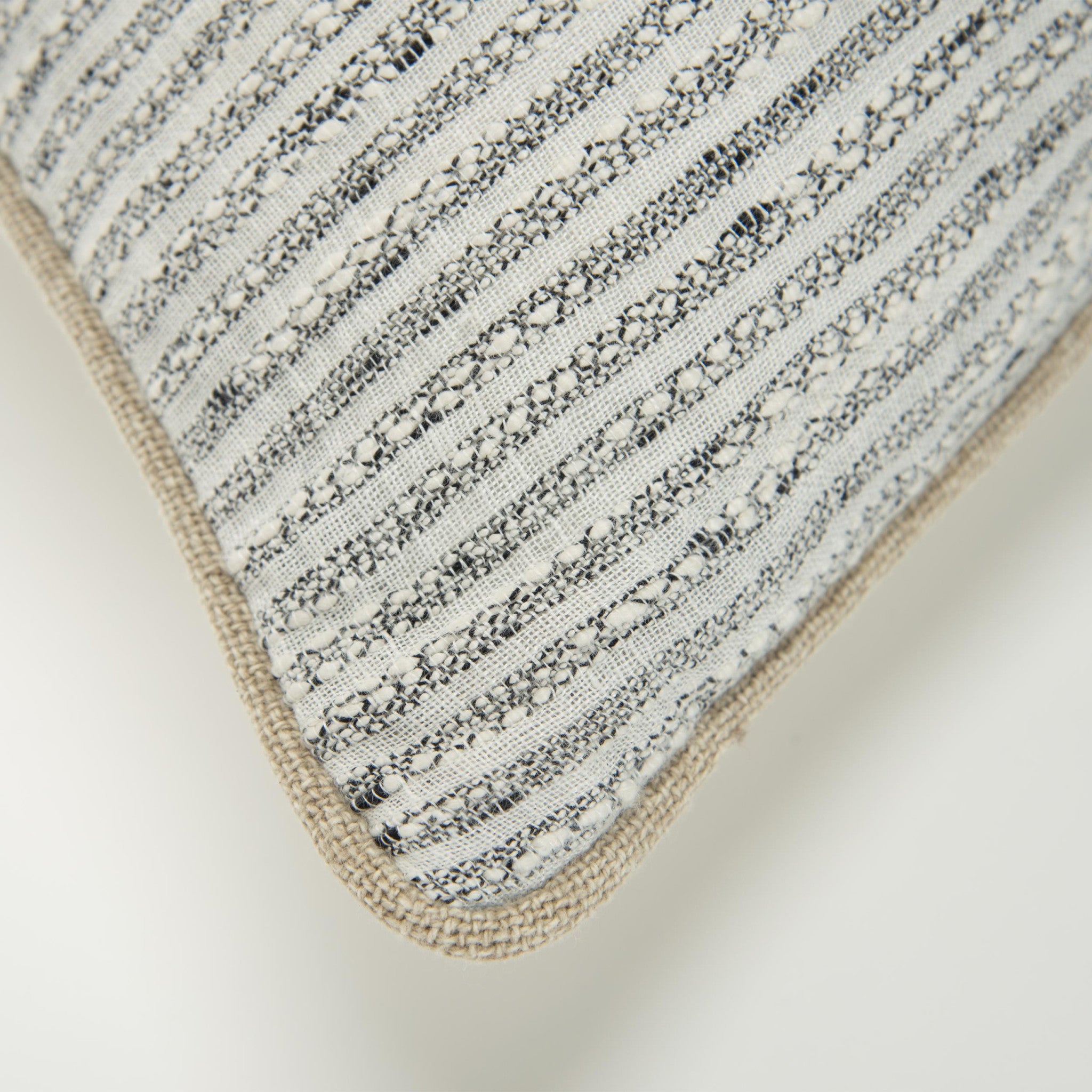 20" Gray and Cream Striped Cotton Throw Pillow-3
