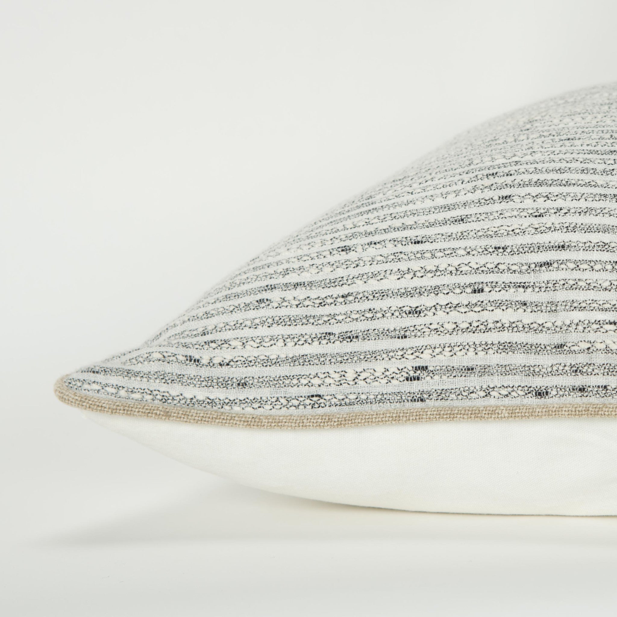 20" Gray and Cream Striped Cotton Throw Pillow-2