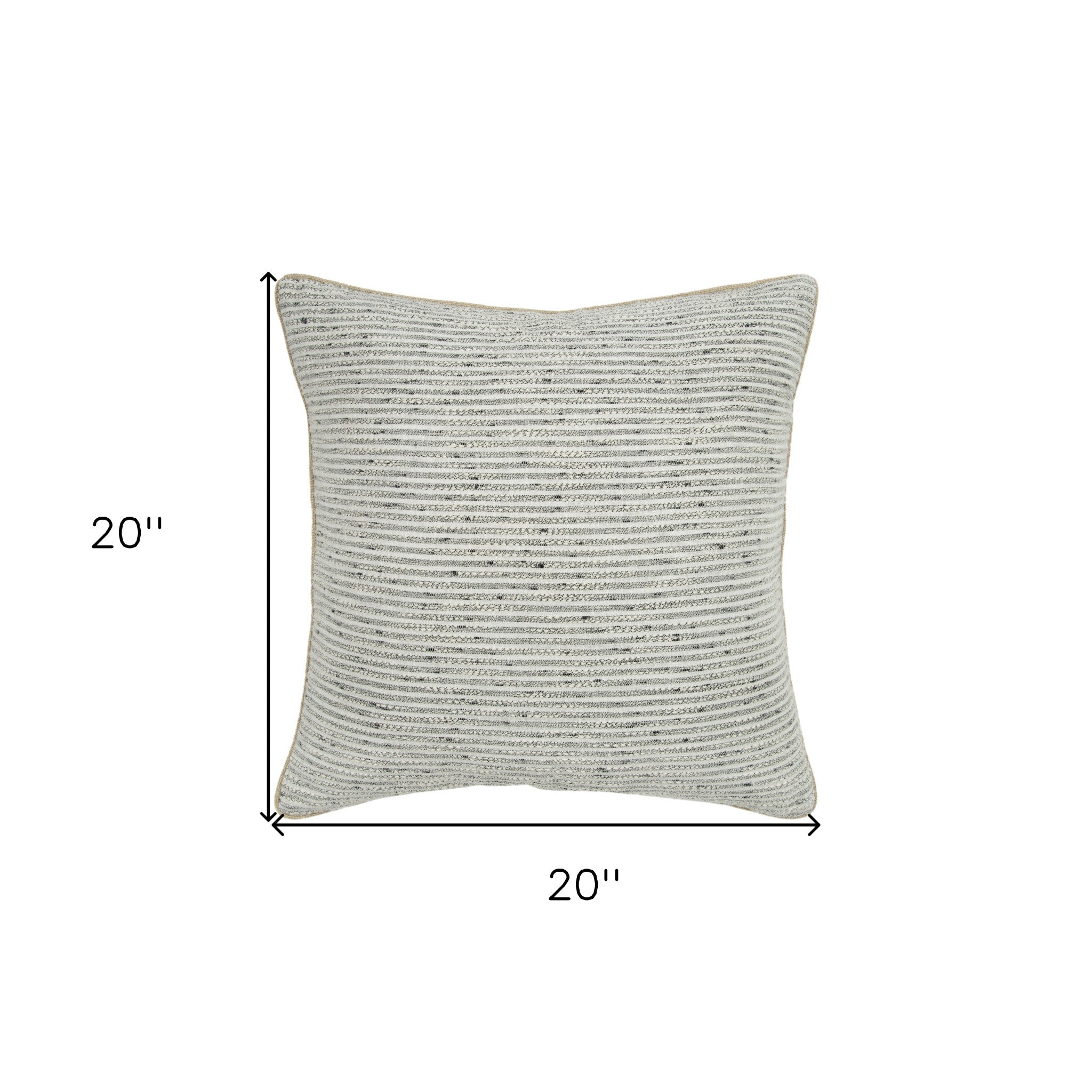 20" Gray and Cream Striped Cotton Throw Pillow-5