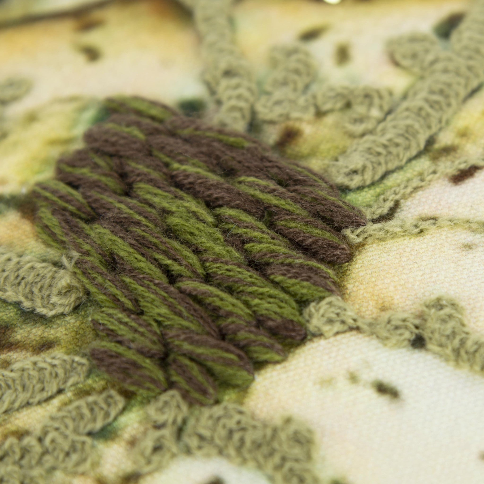 20" Green and White Thanksgiving Cotton Pillow With Embroidery, Beads Edges-3