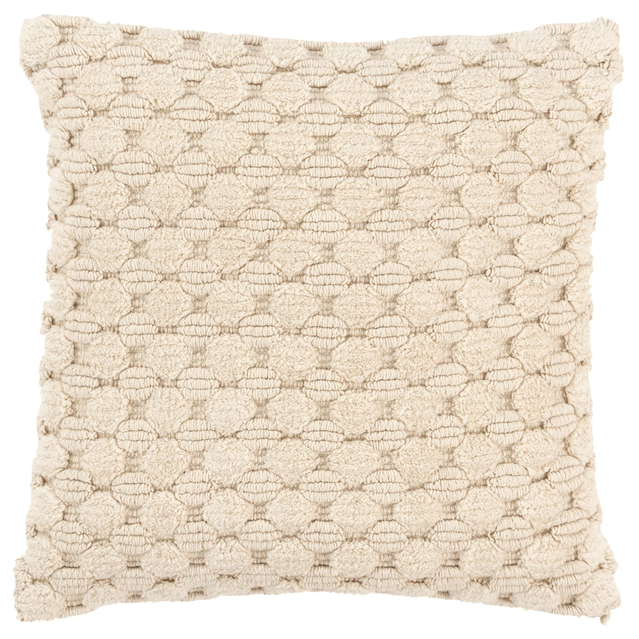 20" Ivory Cotton Throw Pillow With Texture-1
