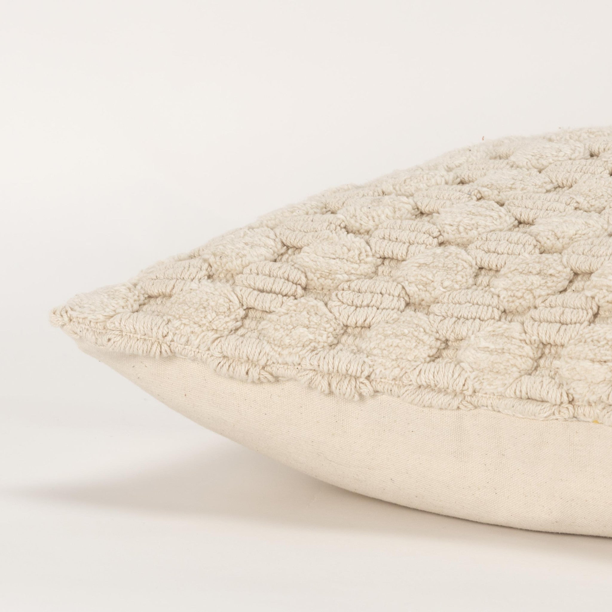 20" Ivory Cotton Throw Pillow With Texture-2
