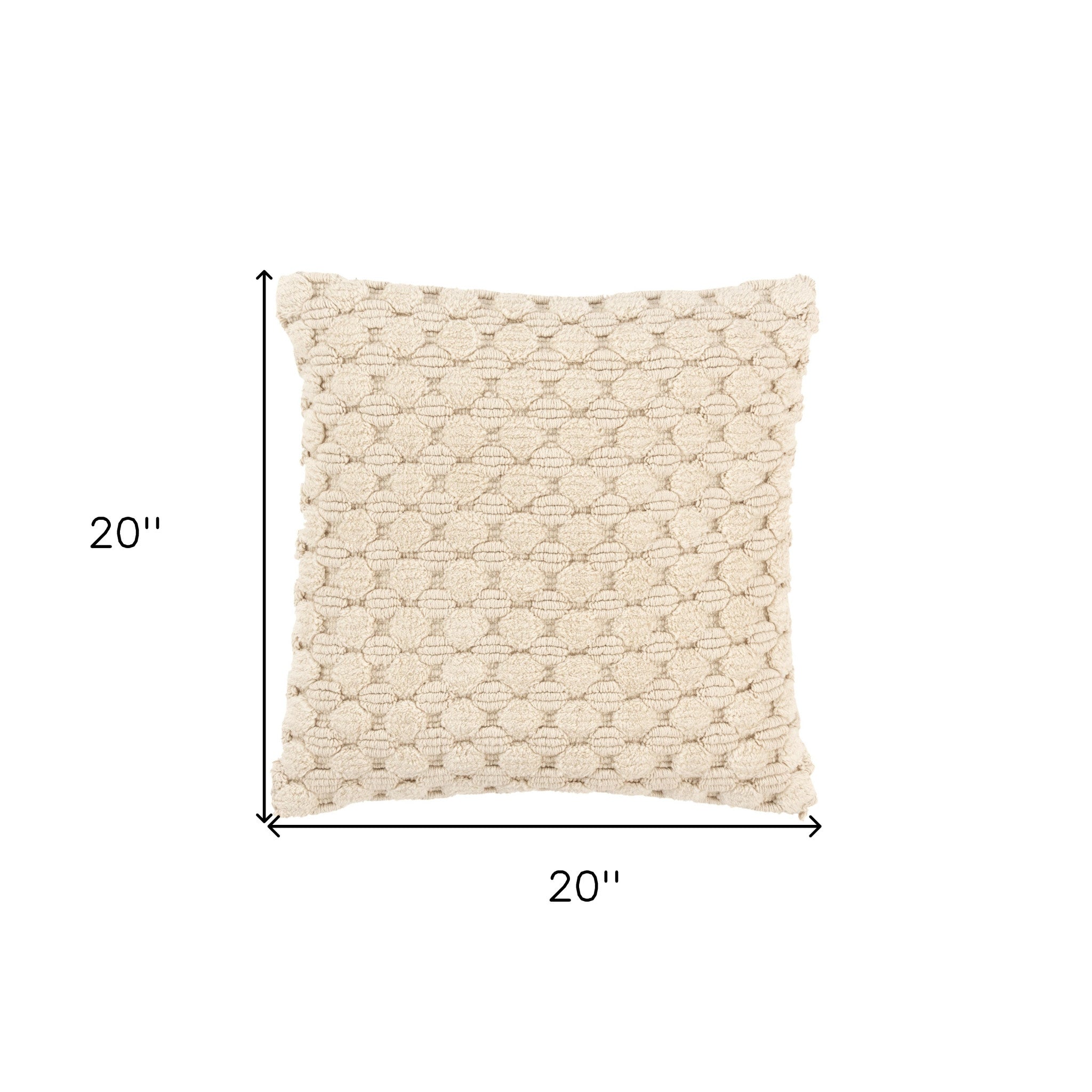 20" Ivory Cotton Throw Pillow With Texture-5