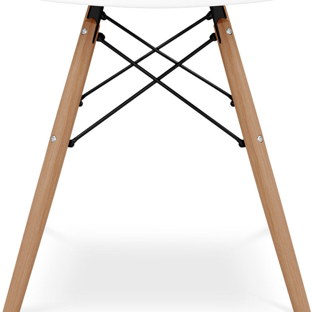 White And Natural Heavy Duty Plastic And Wood Dining Side Chair-5