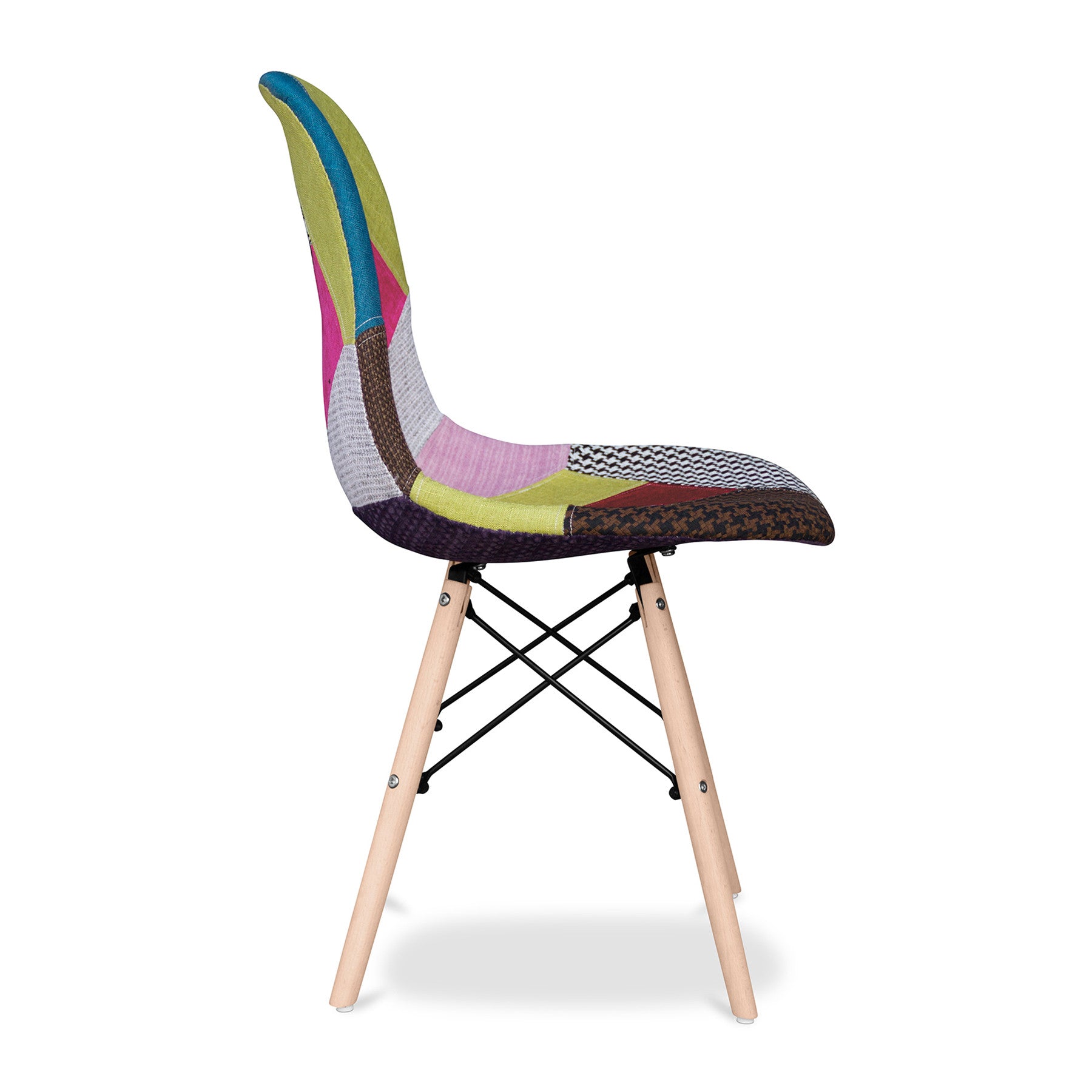 Pink and Natural Upholstered Fabric Dining Side Chair-4