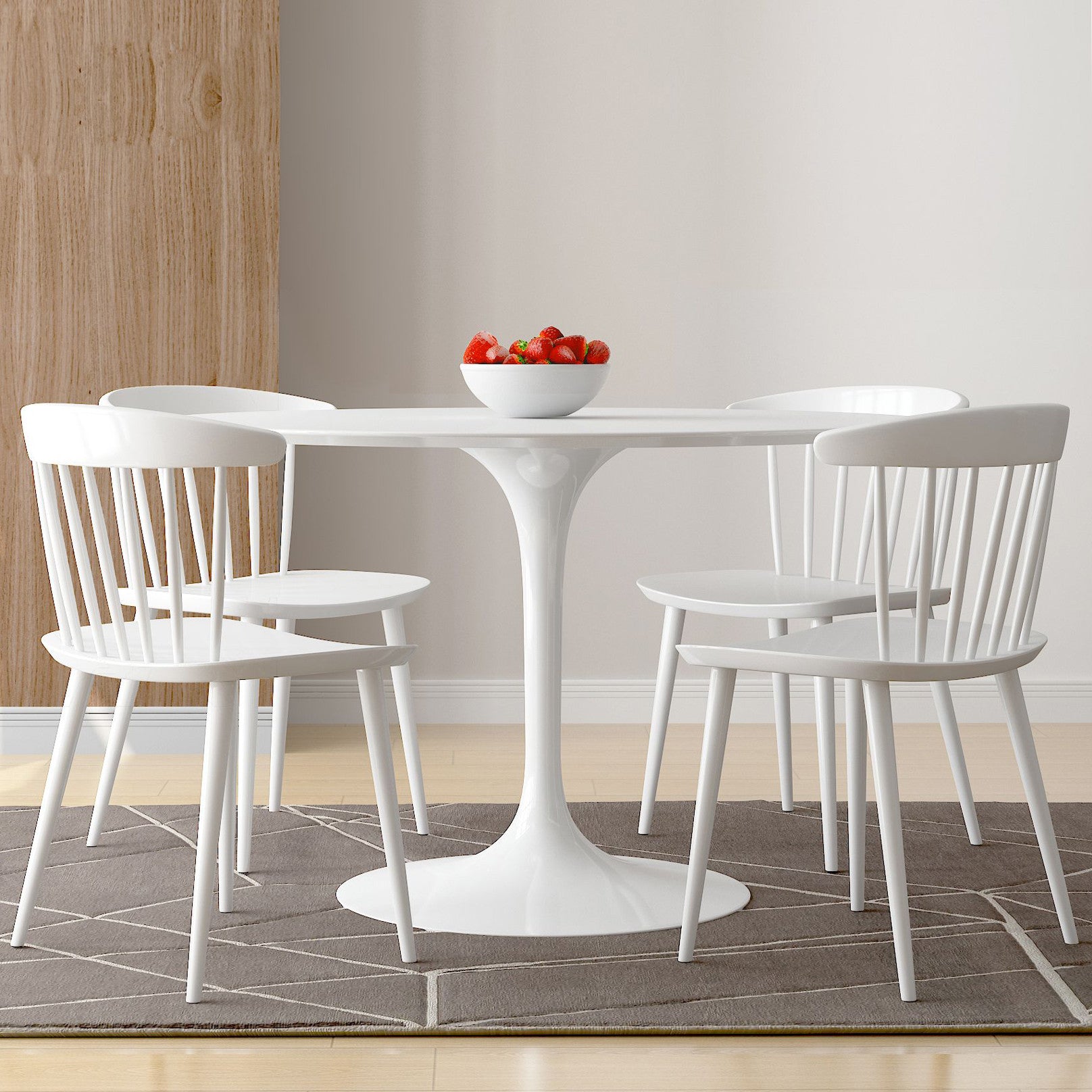 White Heavy Duty Plastic Slat Back Dining Side Chair-5