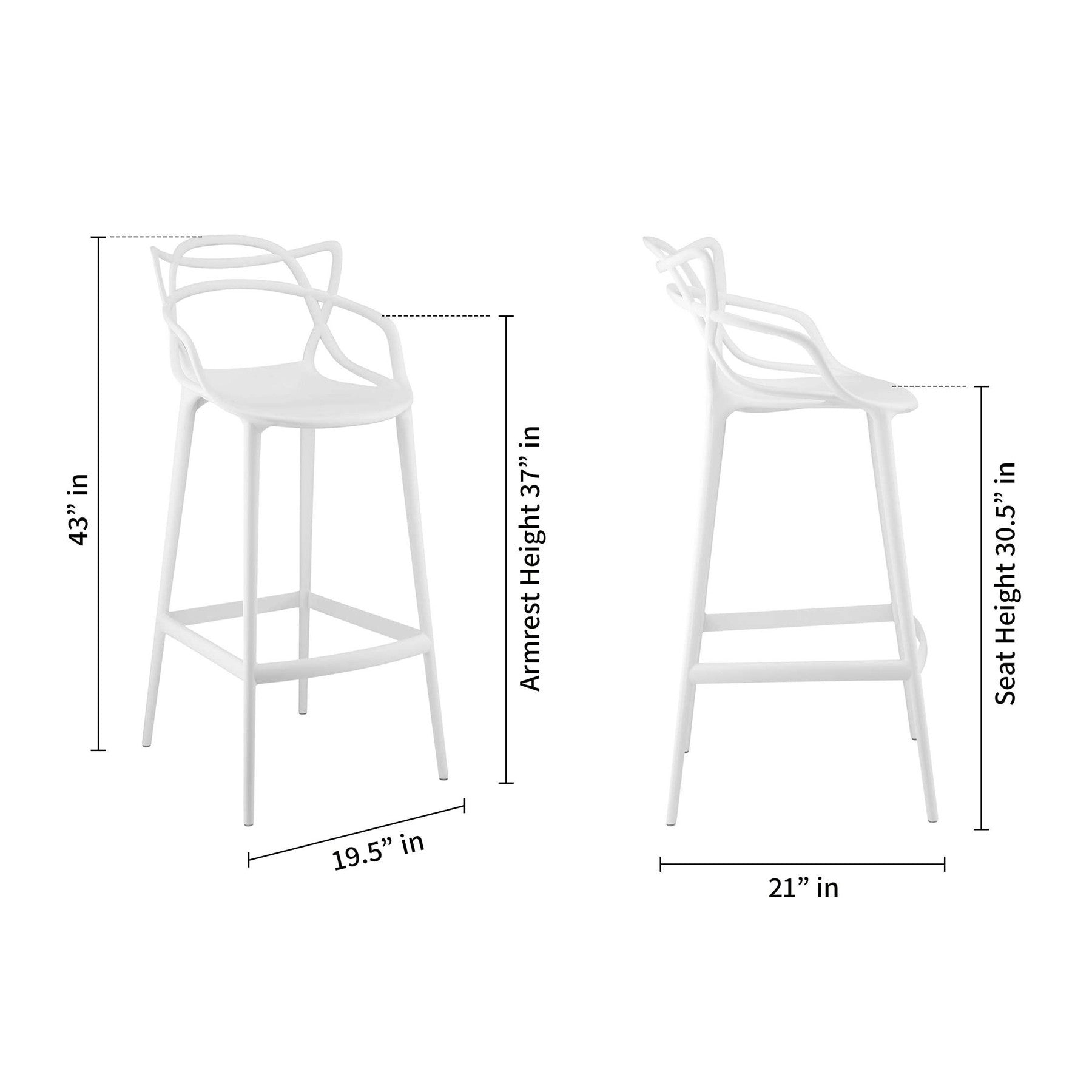 31" White Heavy Duty Plastic Bar Height Bar Chair-7