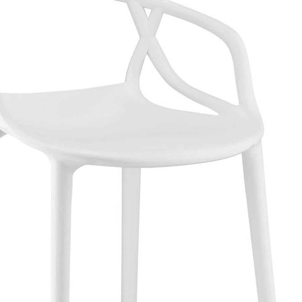 31" White Heavy Duty Plastic Bar Height Bar Chair-4