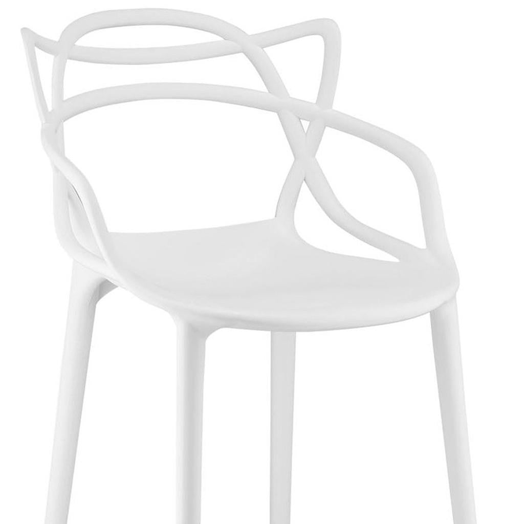 31" White Heavy Duty Plastic Bar Height Bar Chair-5