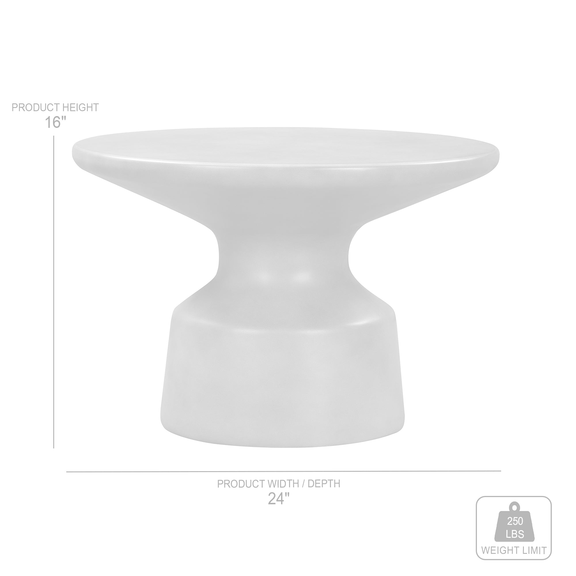 24" Gray Concrete Round Coffee Table-8