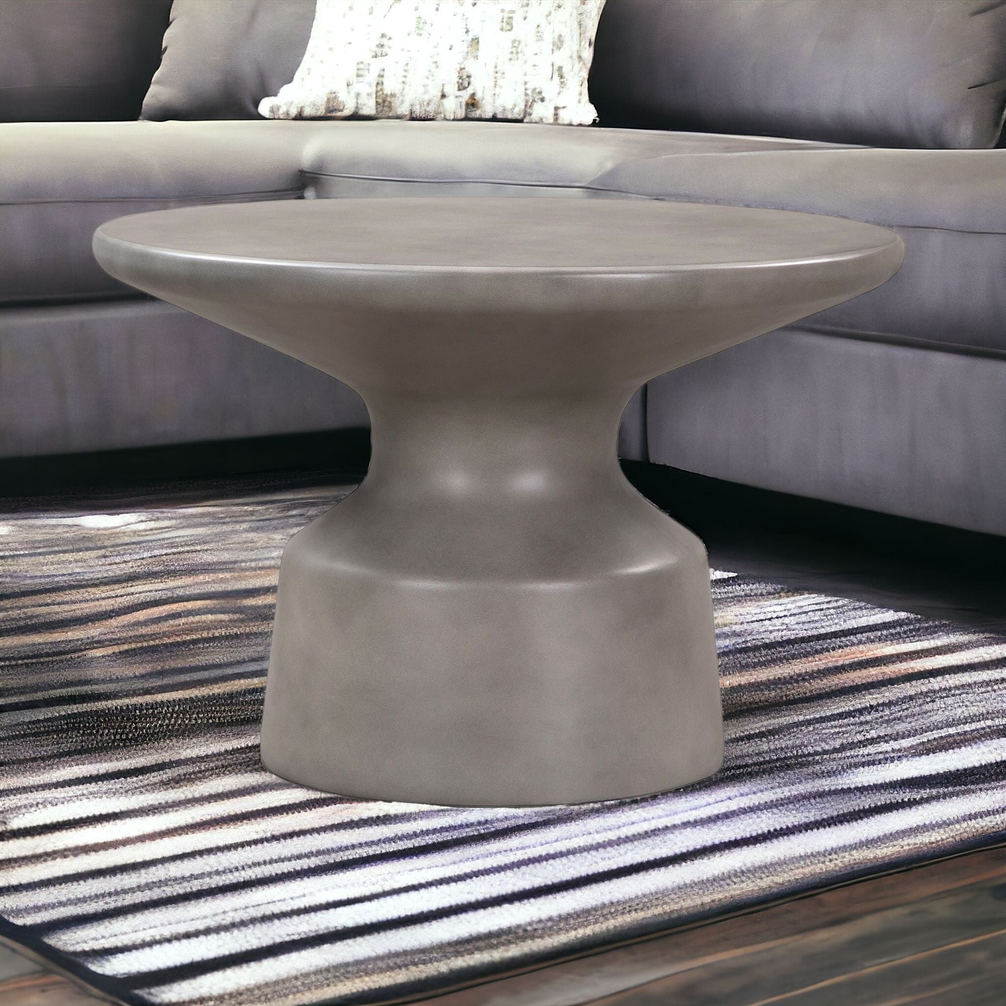24" Gray Concrete Round Coffee Table-1