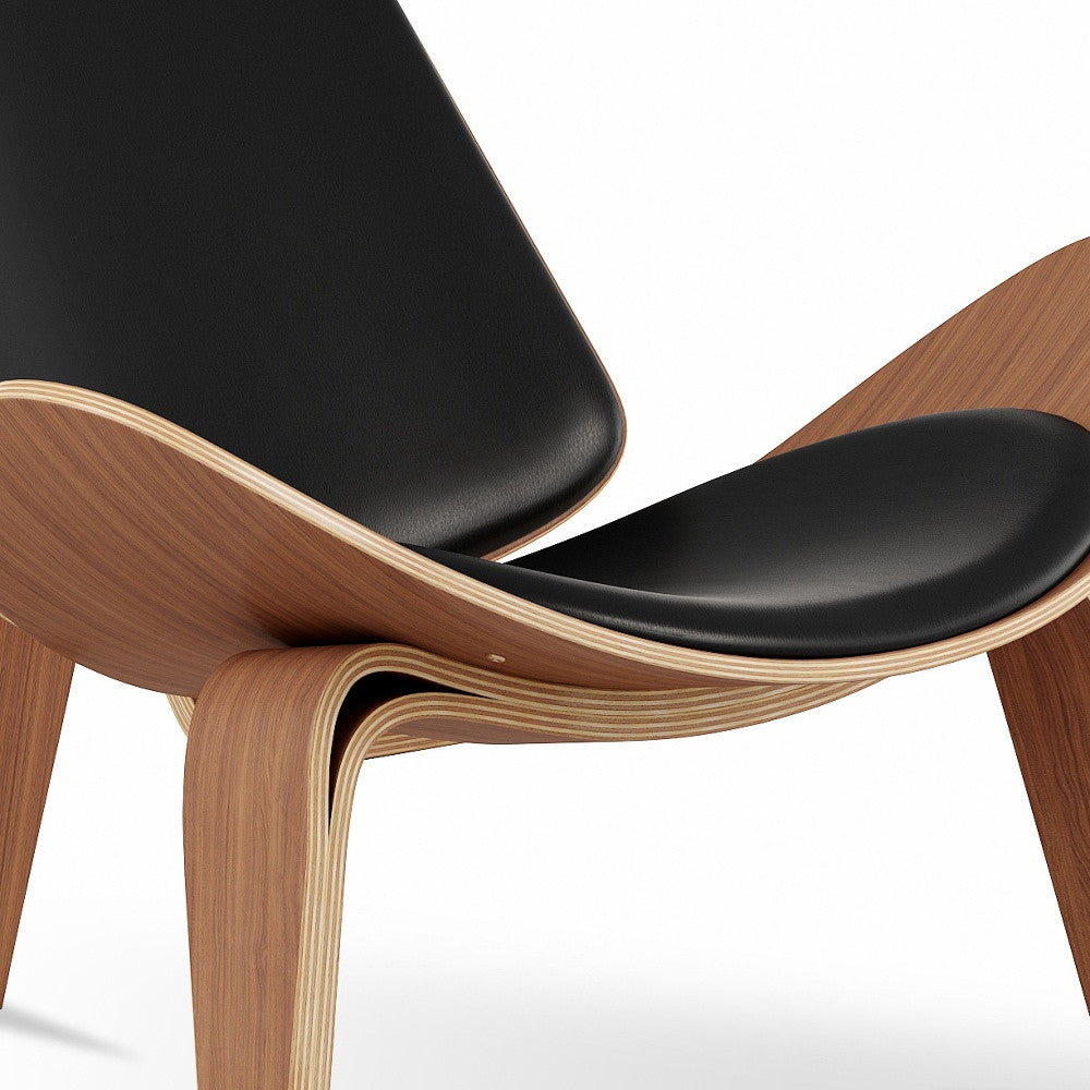 36" Black and Brown Faux Leather Lounge Chair-5