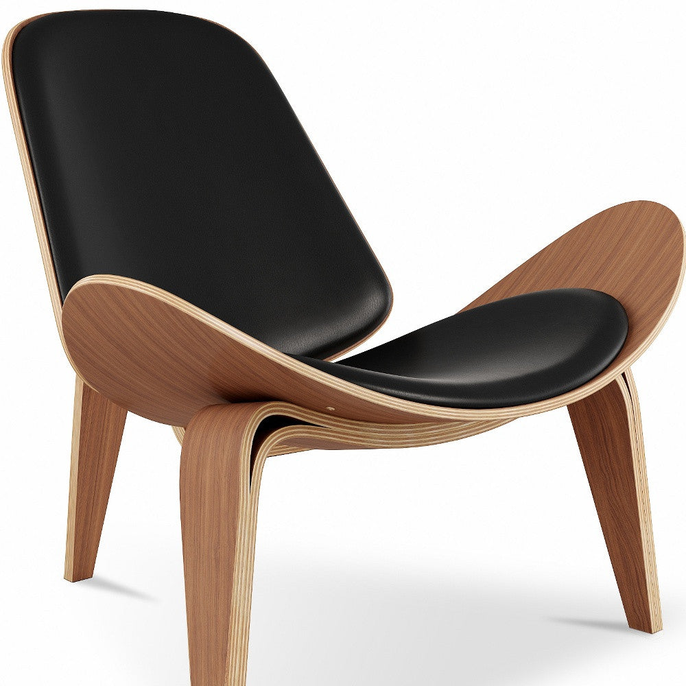 36" Black and Brown Faux Leather Lounge Chair-6