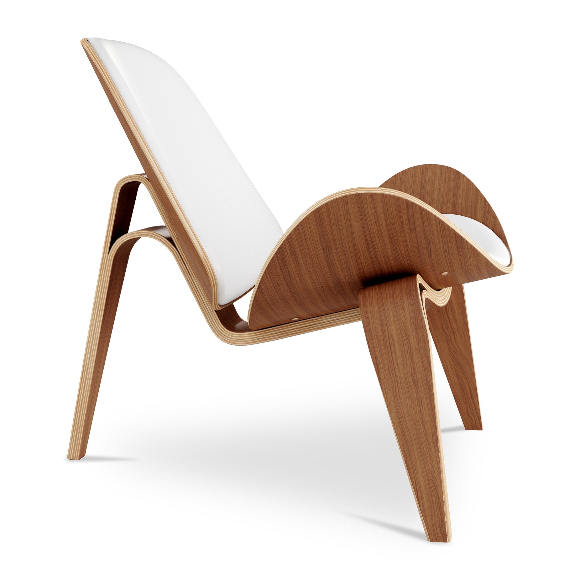 36" White and Brown Faux Leather Lounge Chair-2