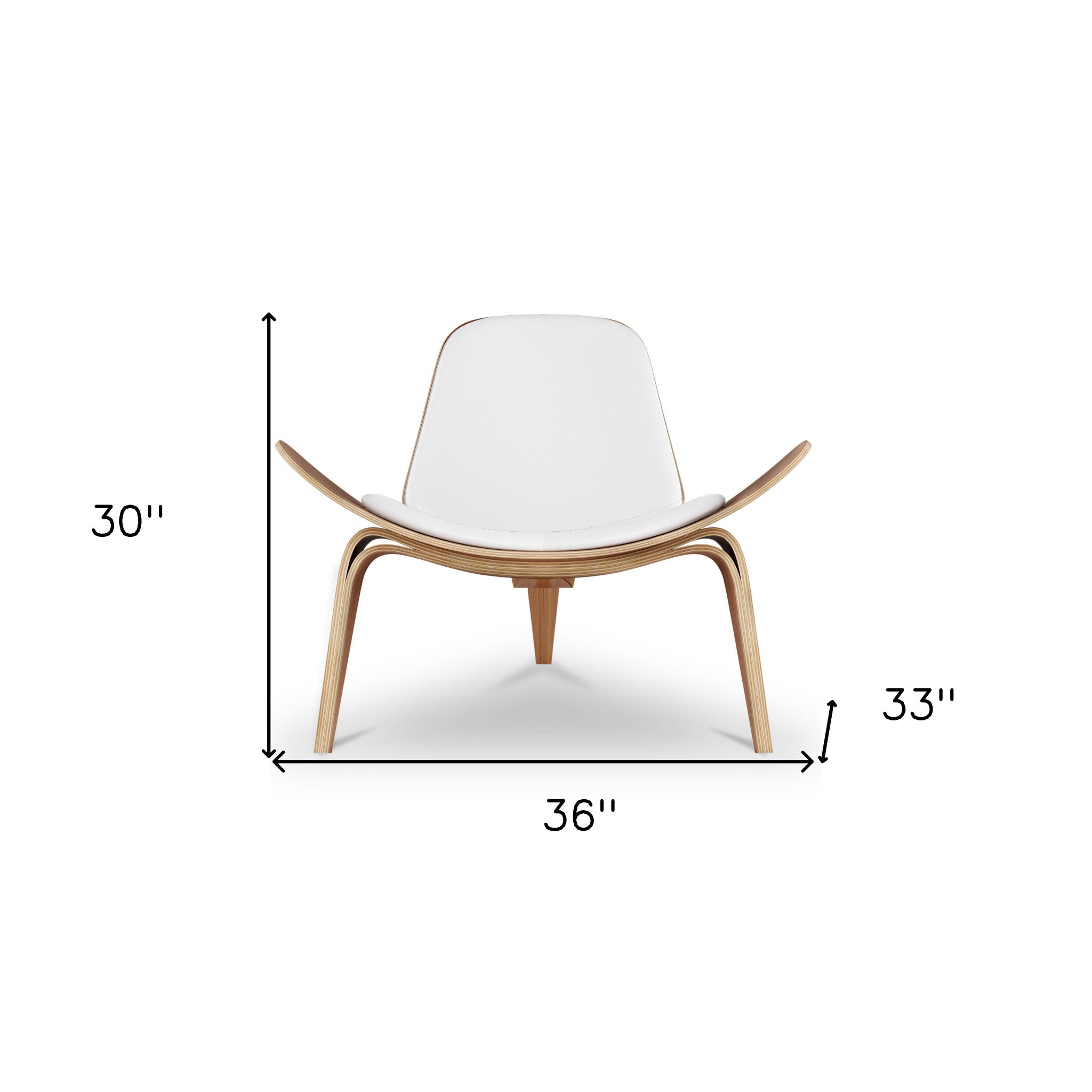 36" White and Brown Faux Leather Lounge Chair-8