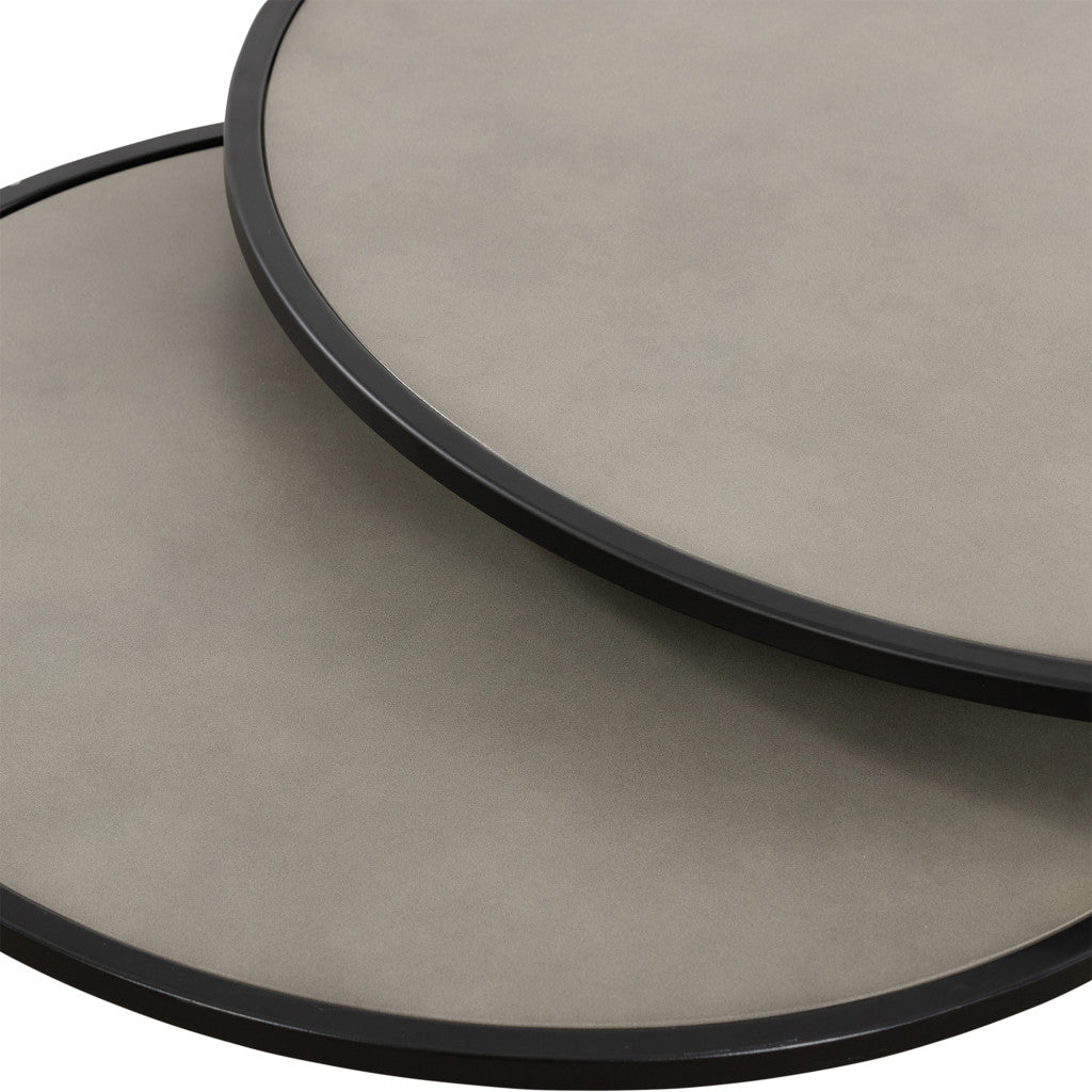 Set of Two 32" Gray And Black Concrete And Metal Round Nested Coffee Tables-5