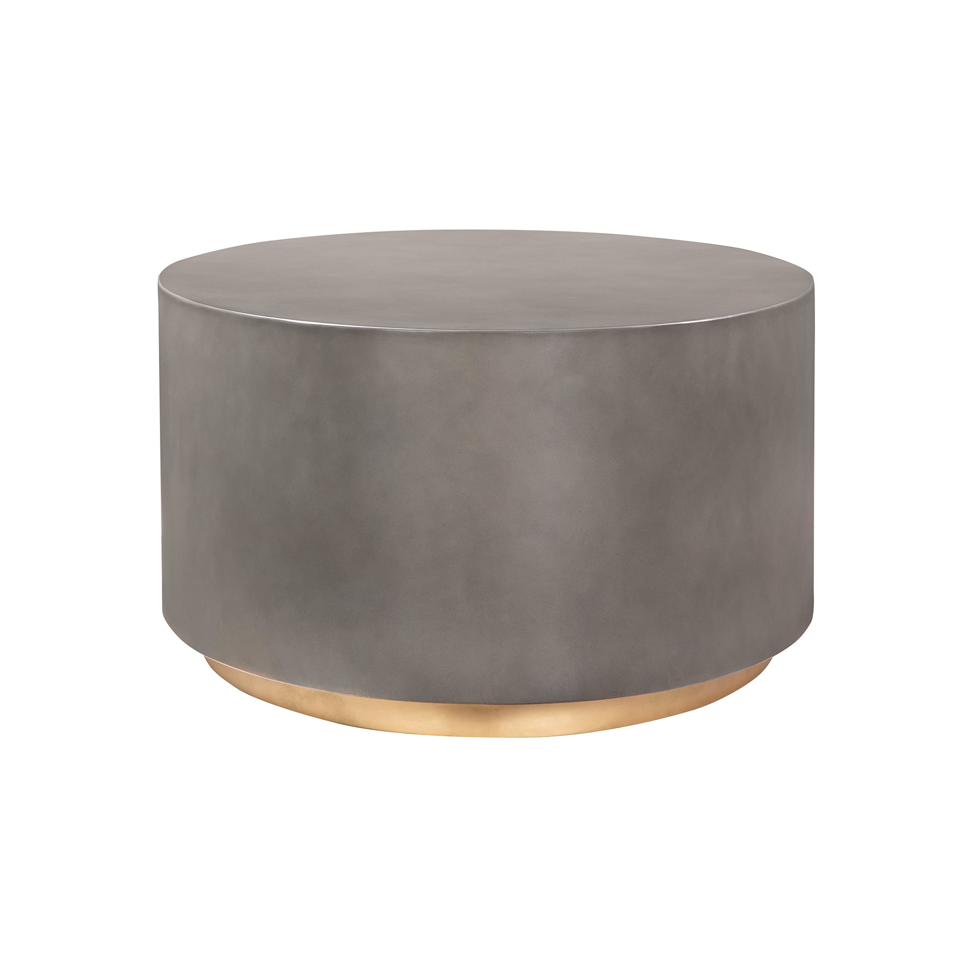 28" Gray And Brass Concrete And Brass Oval Coffee Table-3