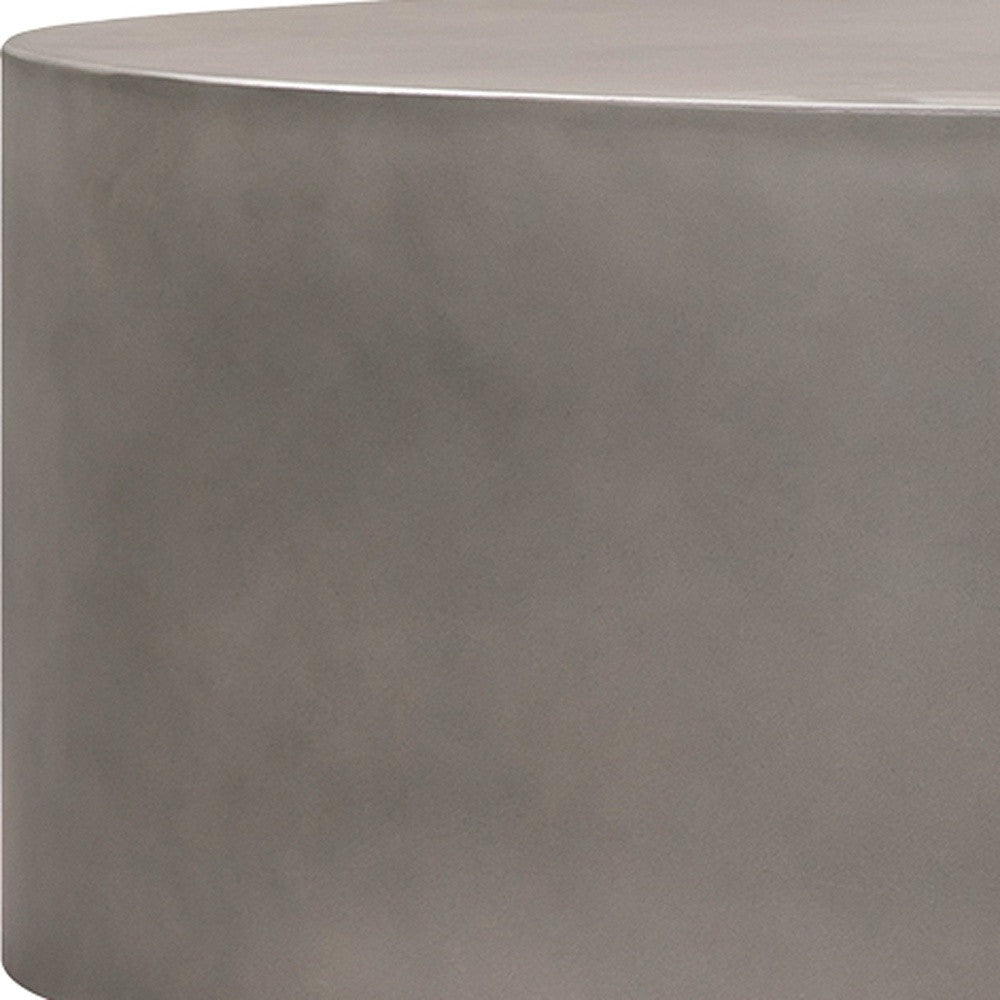 28" Gray And Brass Concrete And Brass Oval Coffee Table-6