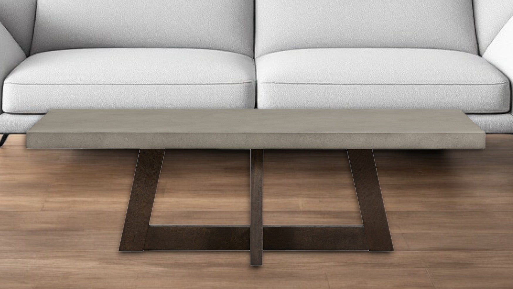 55" Gray And Brown Concrete And Solid Wood Coffee Table-0