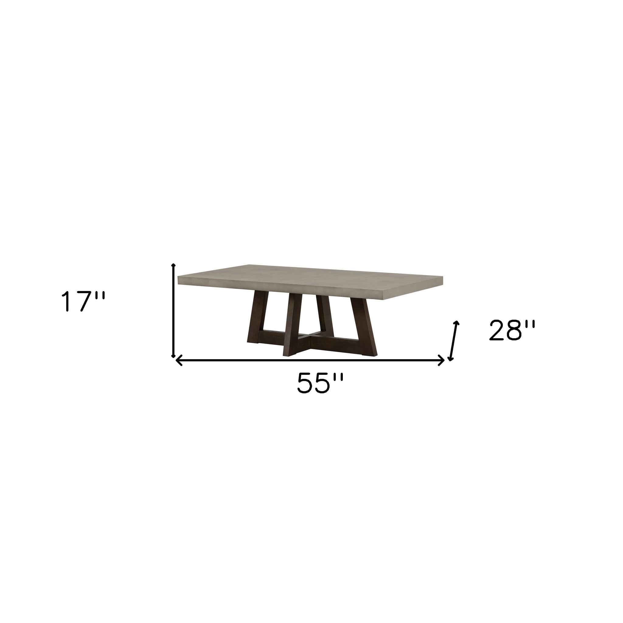 55" Gray And Brown Concrete And Solid Wood Coffee Table-6