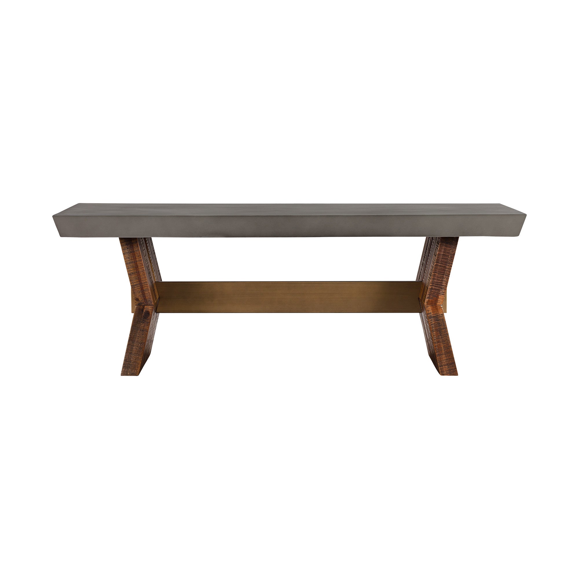 26" Gray And Brown Concrete And Solid Wood Coffee Table-0
