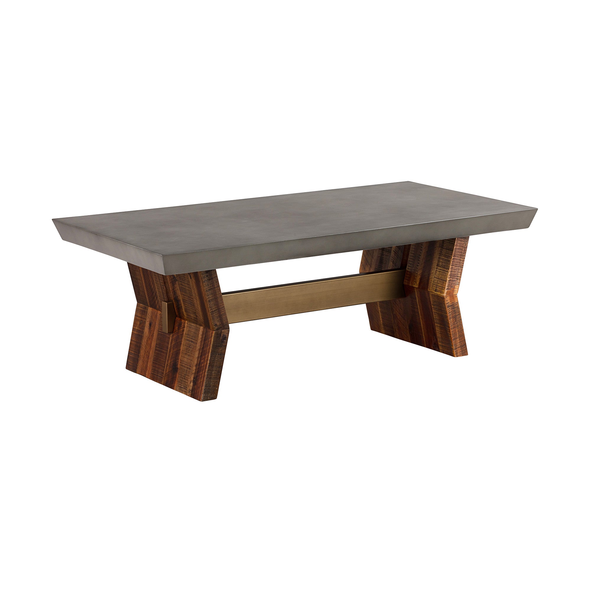 26" Gray And Brown Concrete And Solid Wood Coffee Table-2