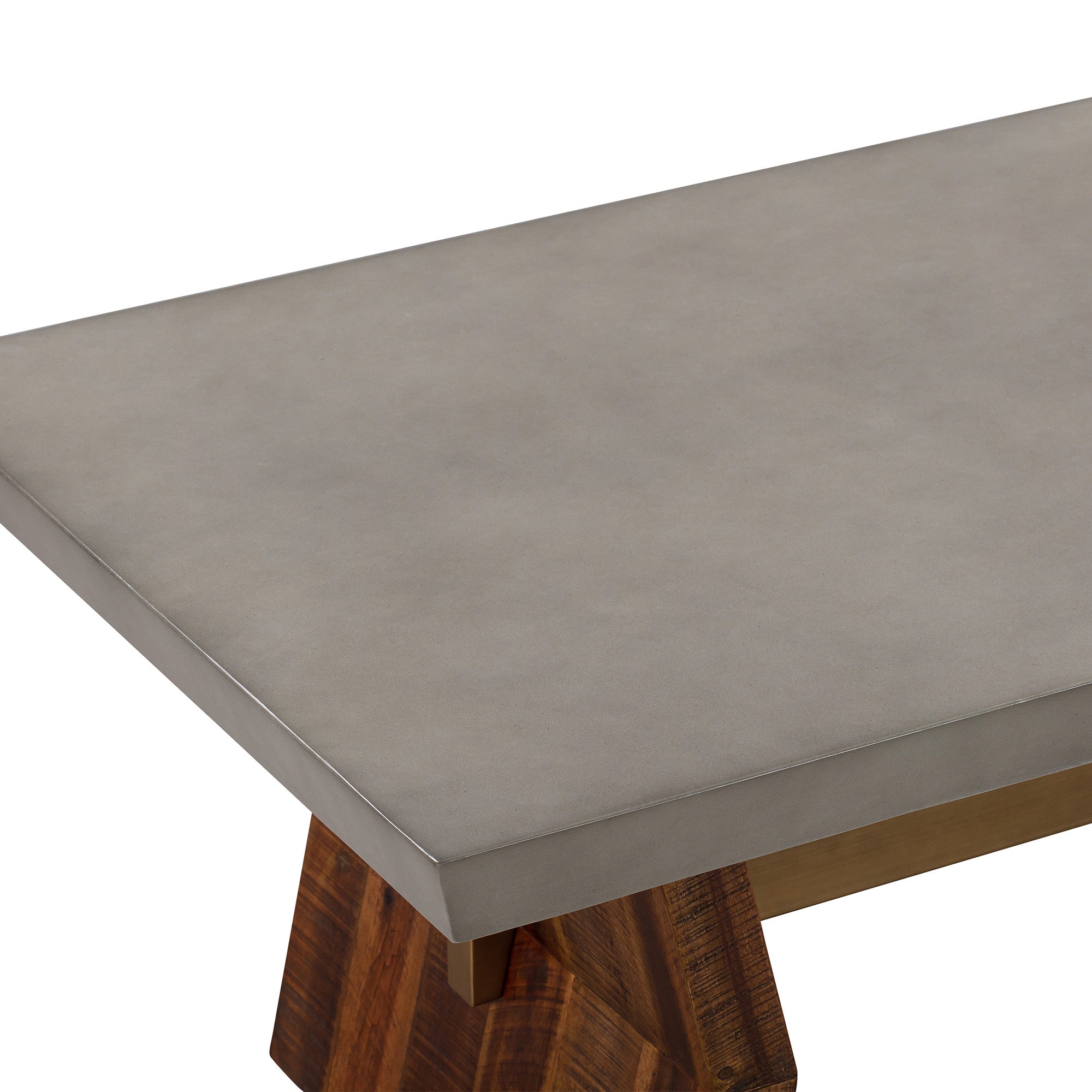 26" Gray And Brown Concrete And Solid Wood Coffee Table-4