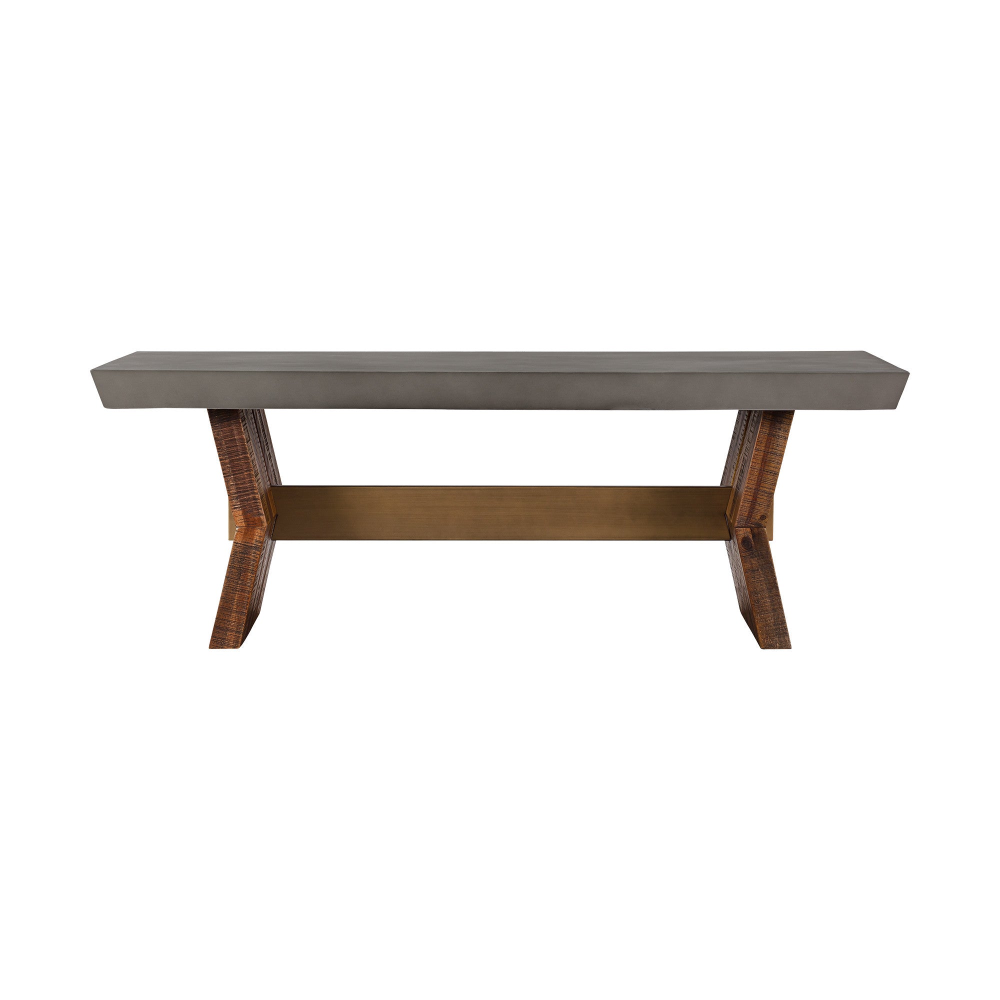 26" Gray And Brown Concrete And Solid Wood Coffee Table-5
