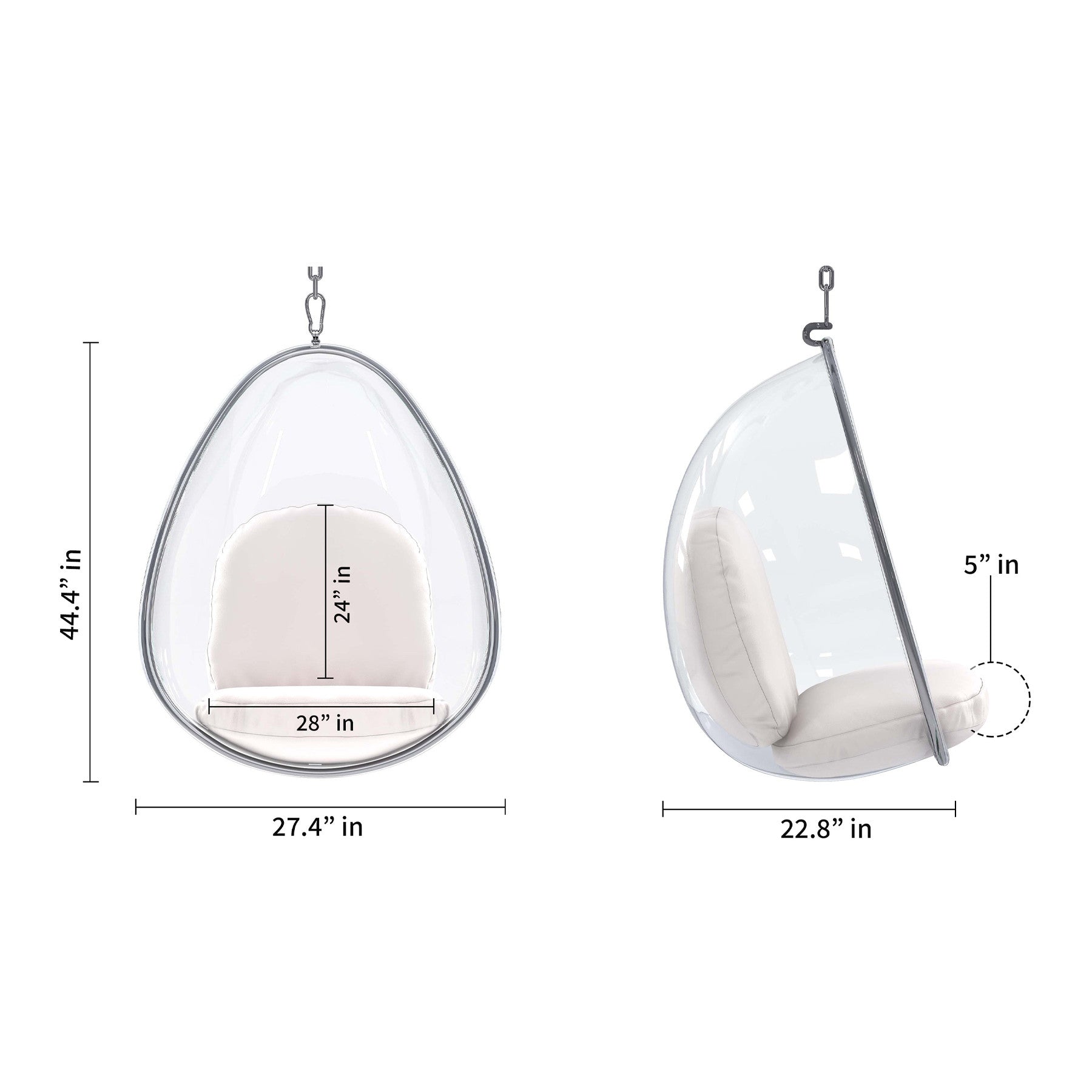 27" White Faux Leather Balloon Chair-8