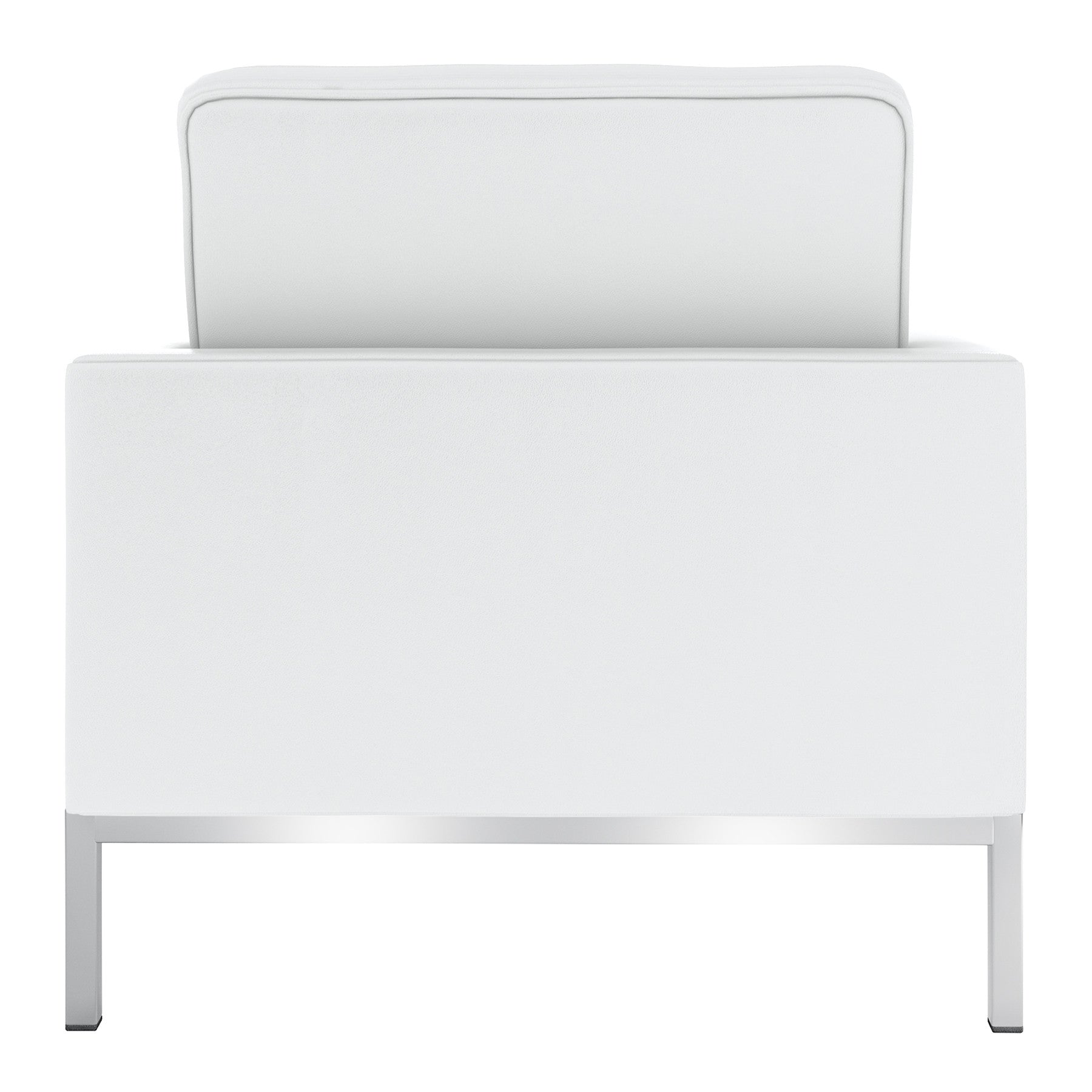 31" White and Silver Italian Leather Tufted Club Chair-5