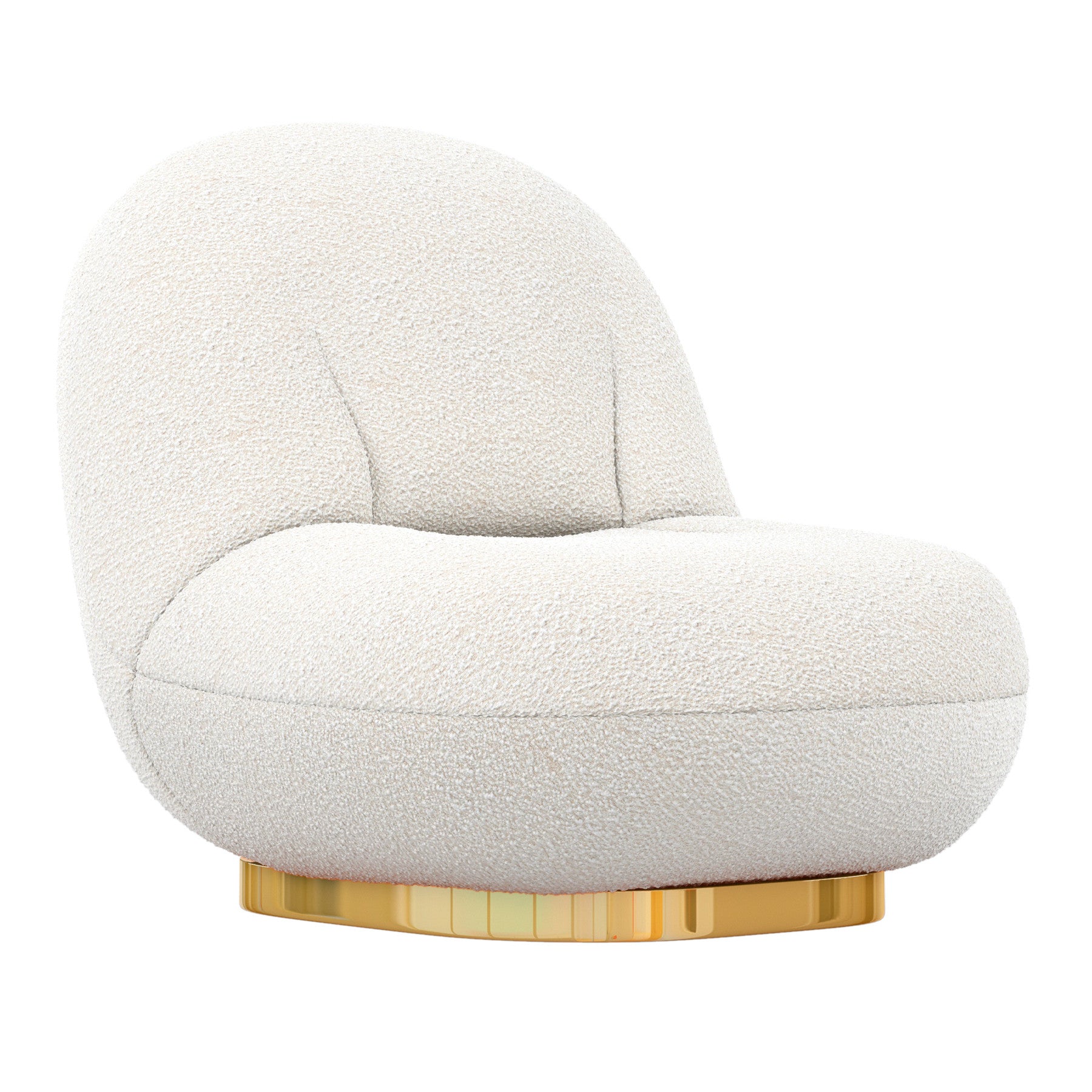 30" White and Gold Boucle Slipper Chair-2