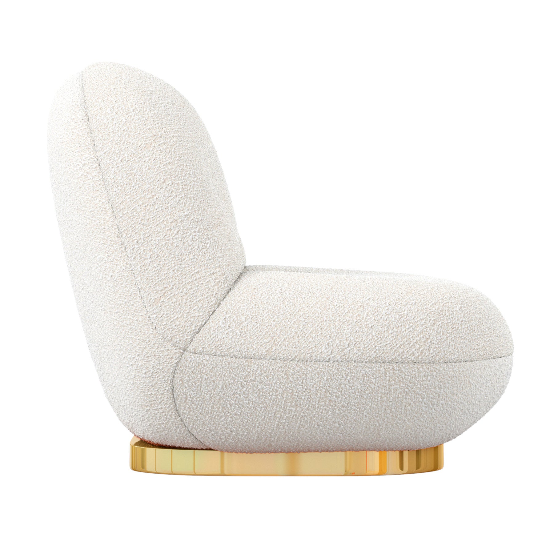30" White and Gold Boucle Slipper Chair-3
