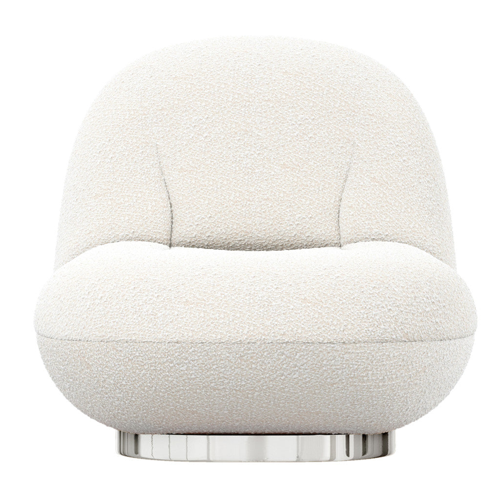 30" White and Silver Boucle Slipper Chair-0