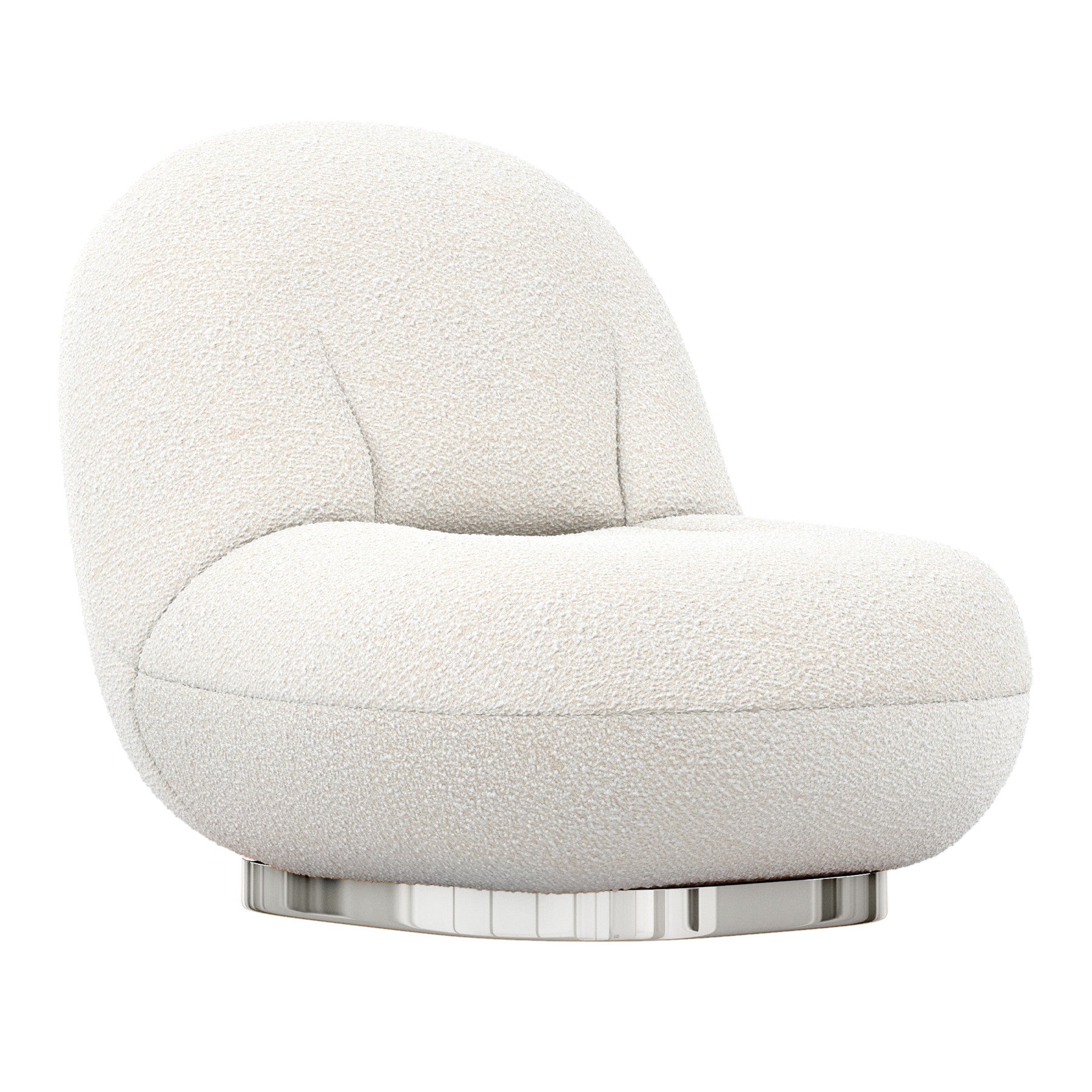 30" White and Silver Boucle Slipper Chair-2