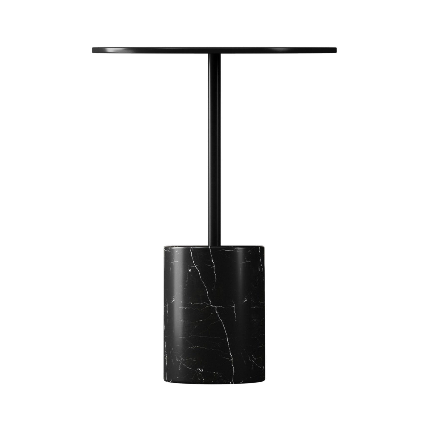 20" Black Steel And Marble Round End Table-2