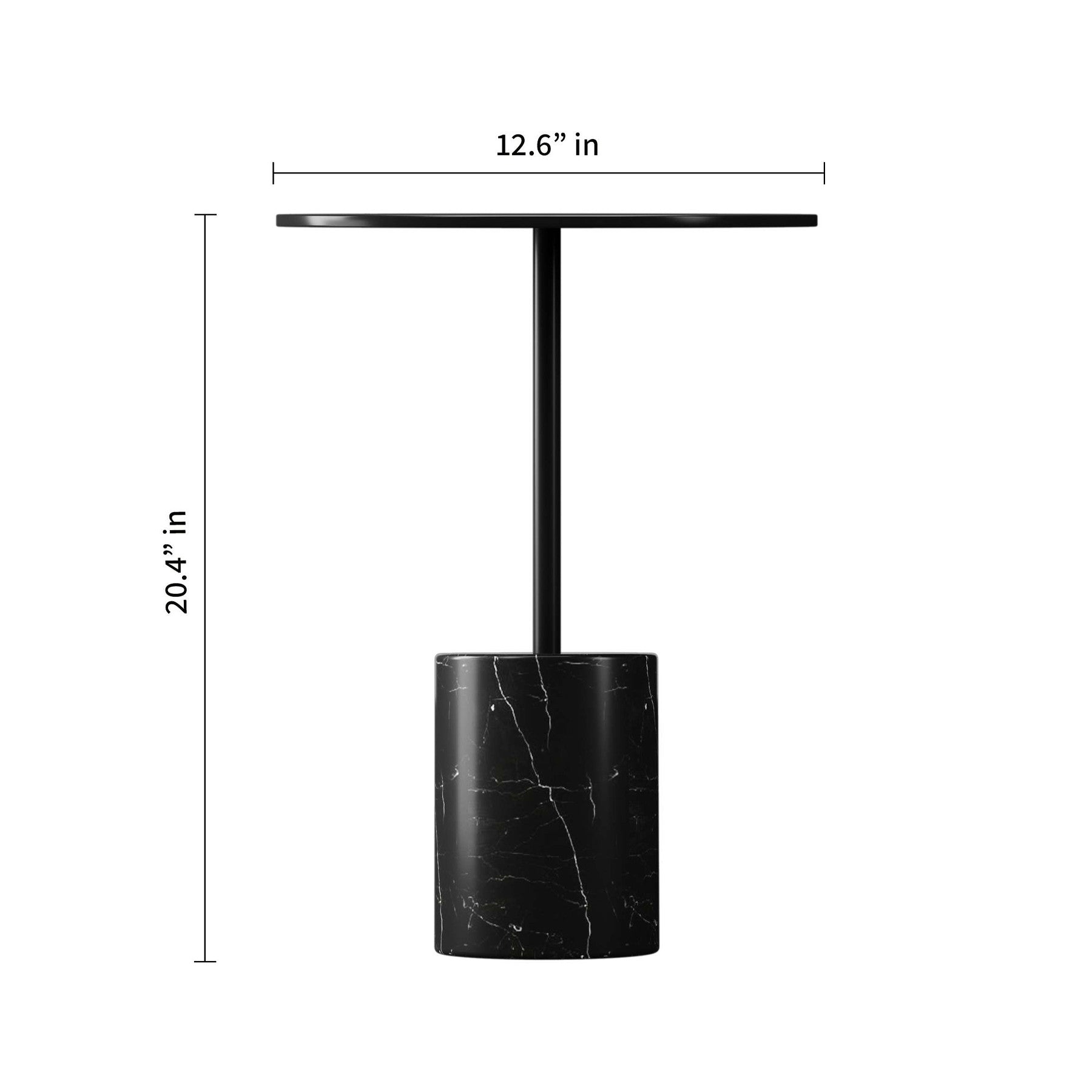 20" Black Steel And Marble Round End Table-5