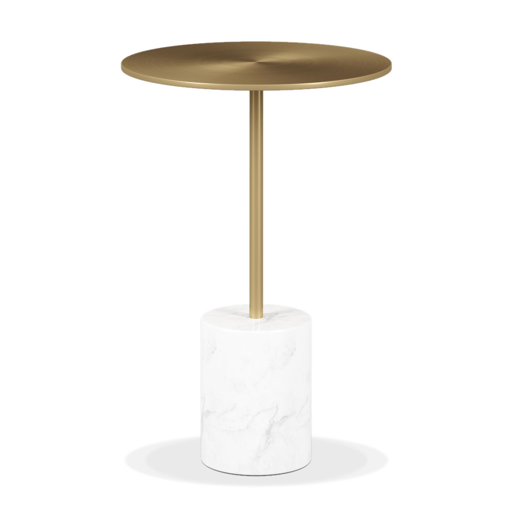 20" White And Gold Steel And Marble Round End Table-0