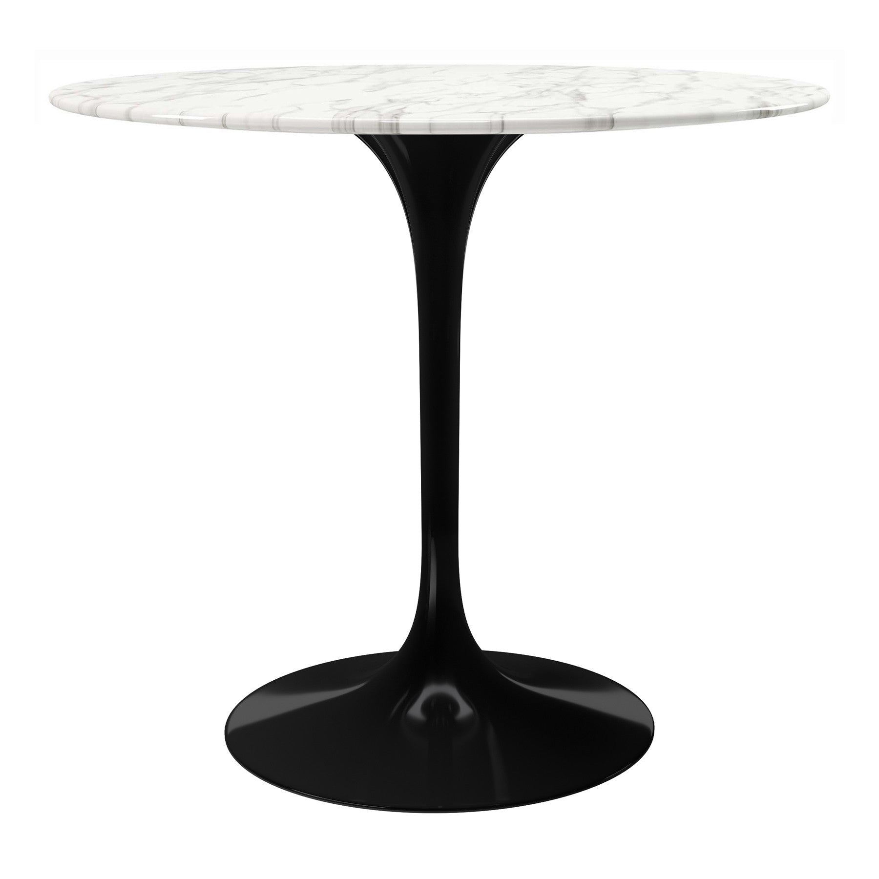 32" White And Black Marble And Metal Dining Table-0