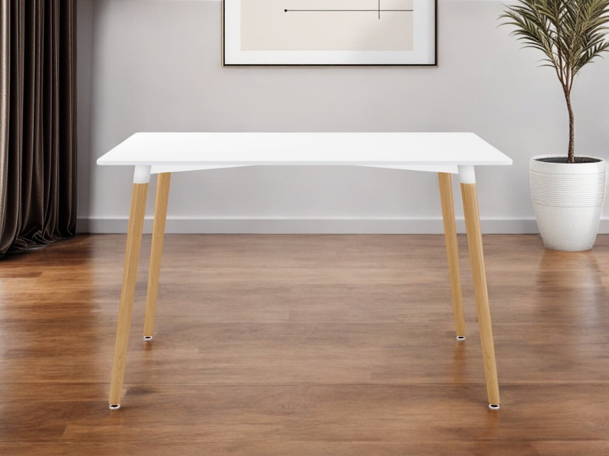 30" White And Natural Solid Wood Dining Table-1