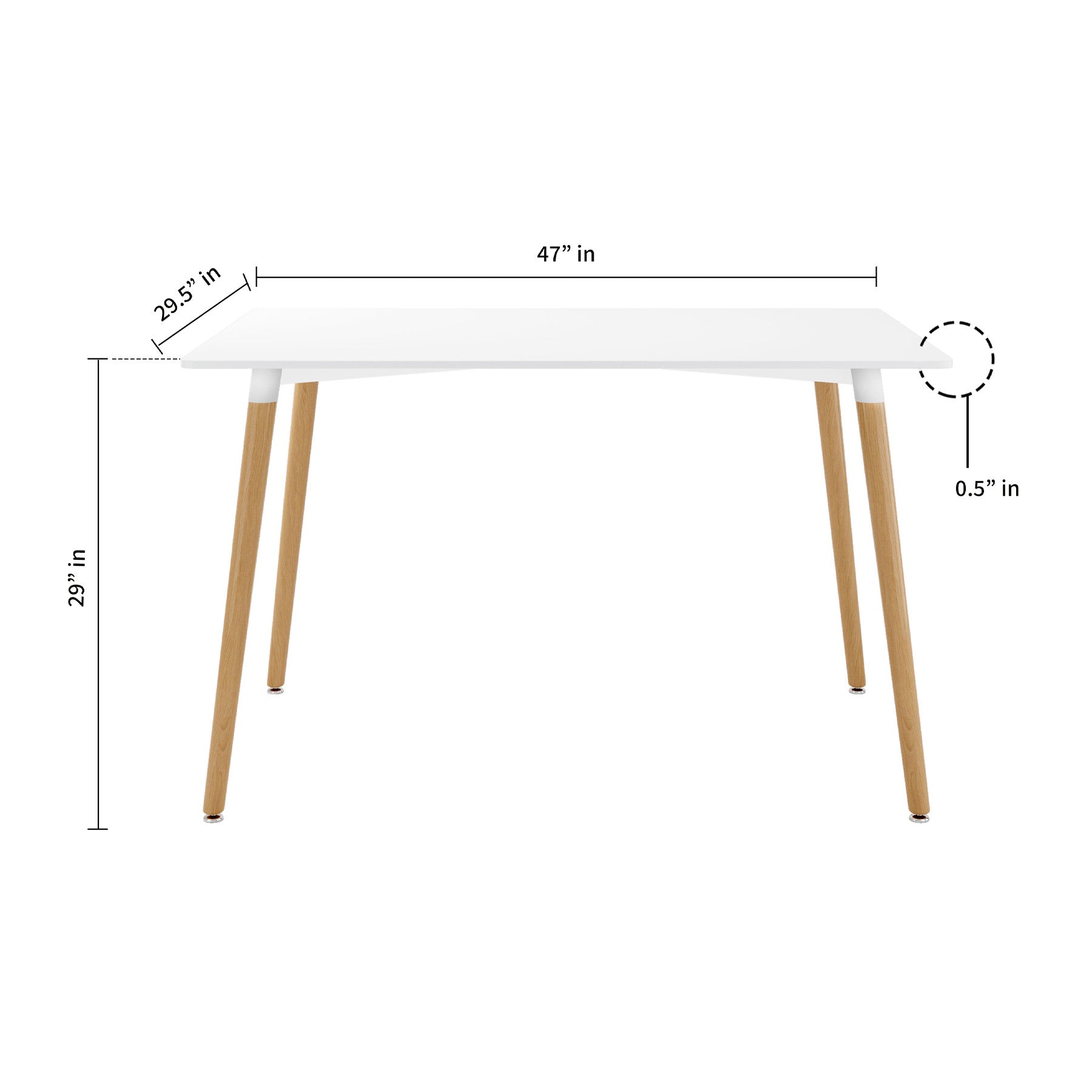 30" White And Natural Solid Wood Dining Table-6