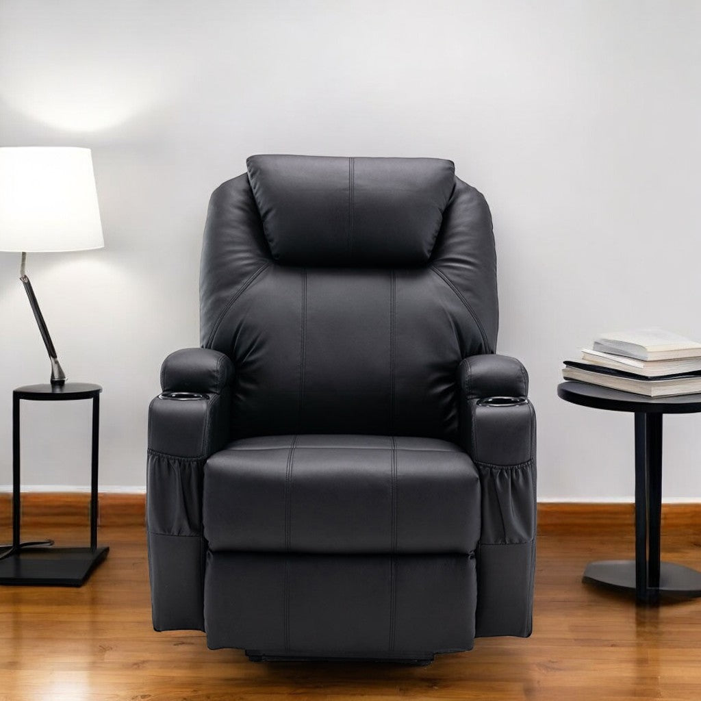 33" Black Power Heated Massage Lift Assist Recliner-1