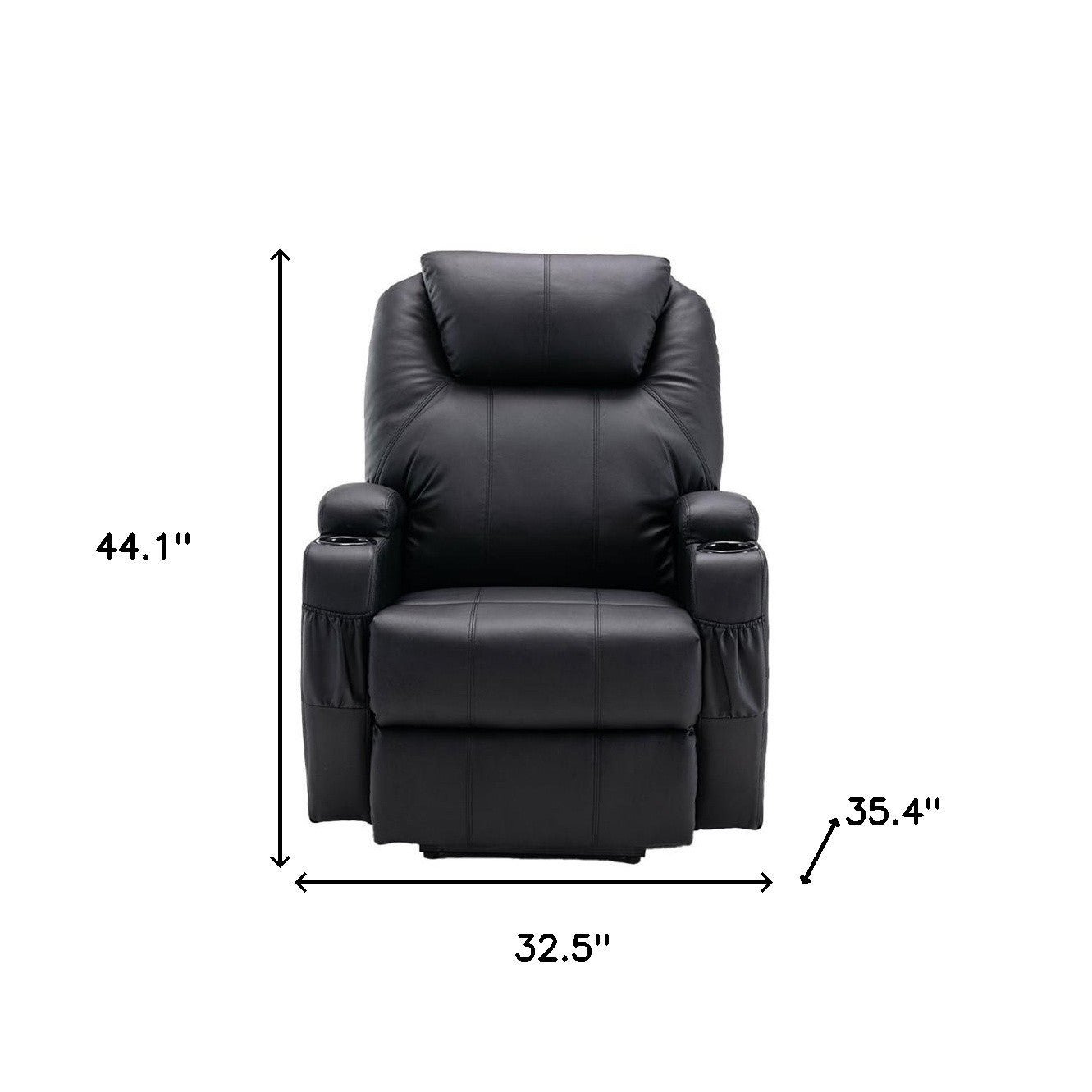 33" Black Power Heated Massage Lift Assist Recliner-7