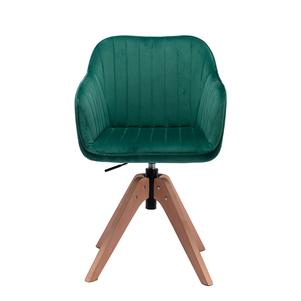 Tufted Green and Natural Upholstered Velvet Dining Arm Chair-1